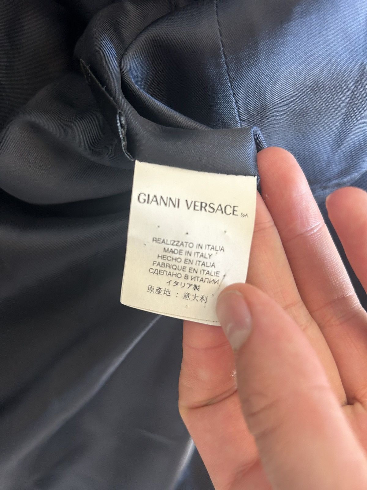 Versace Navy Wool Double-Breasted Peacoat with Cowl Hood Size US L / EU 52-54 / 3 - 7 Thumbnail