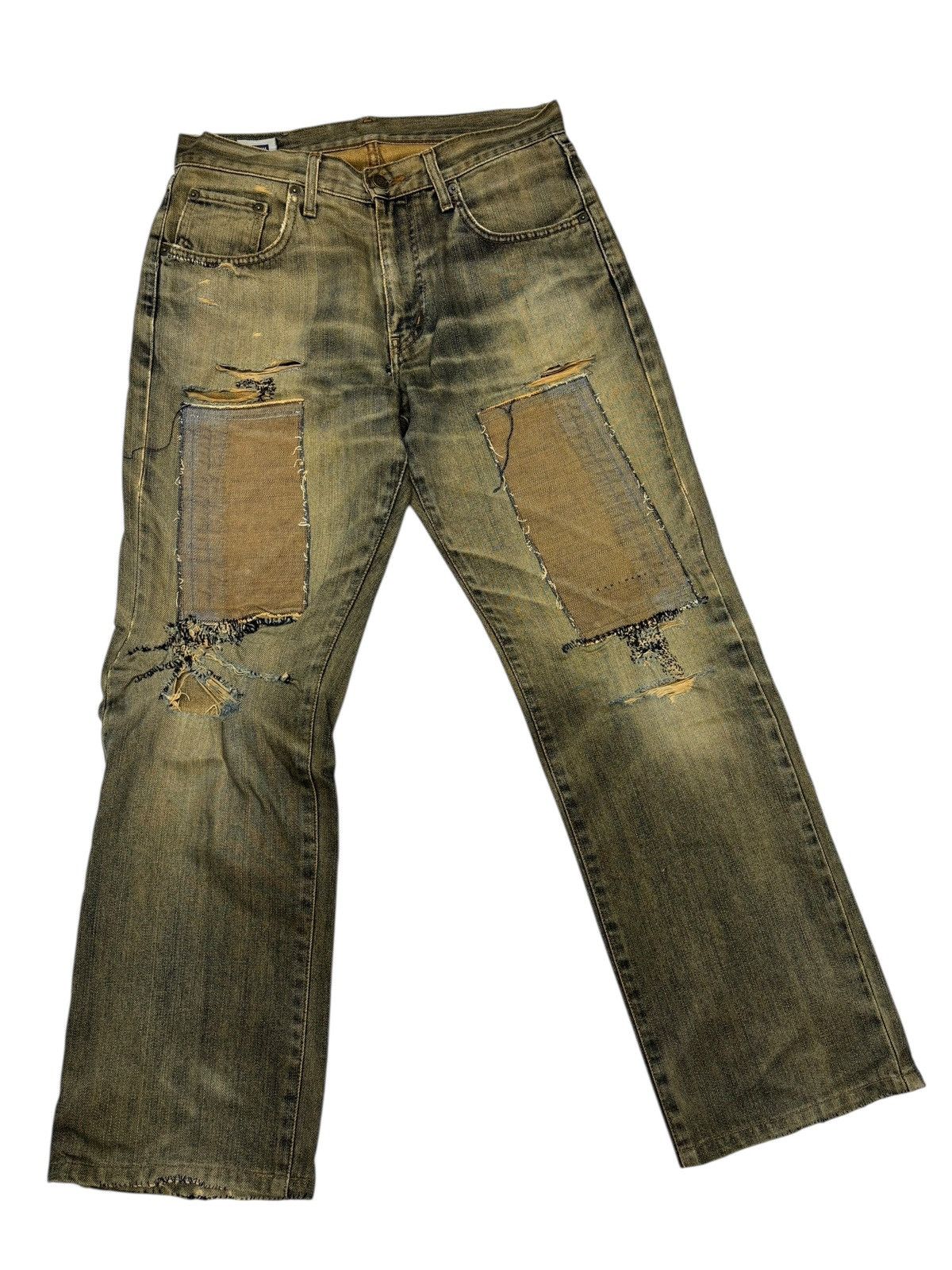 Kapital Edwin Earthy Muddy Wash Destroyed Patchwork Jeans Size US 30 / EU 46 - 5 Thumbnail