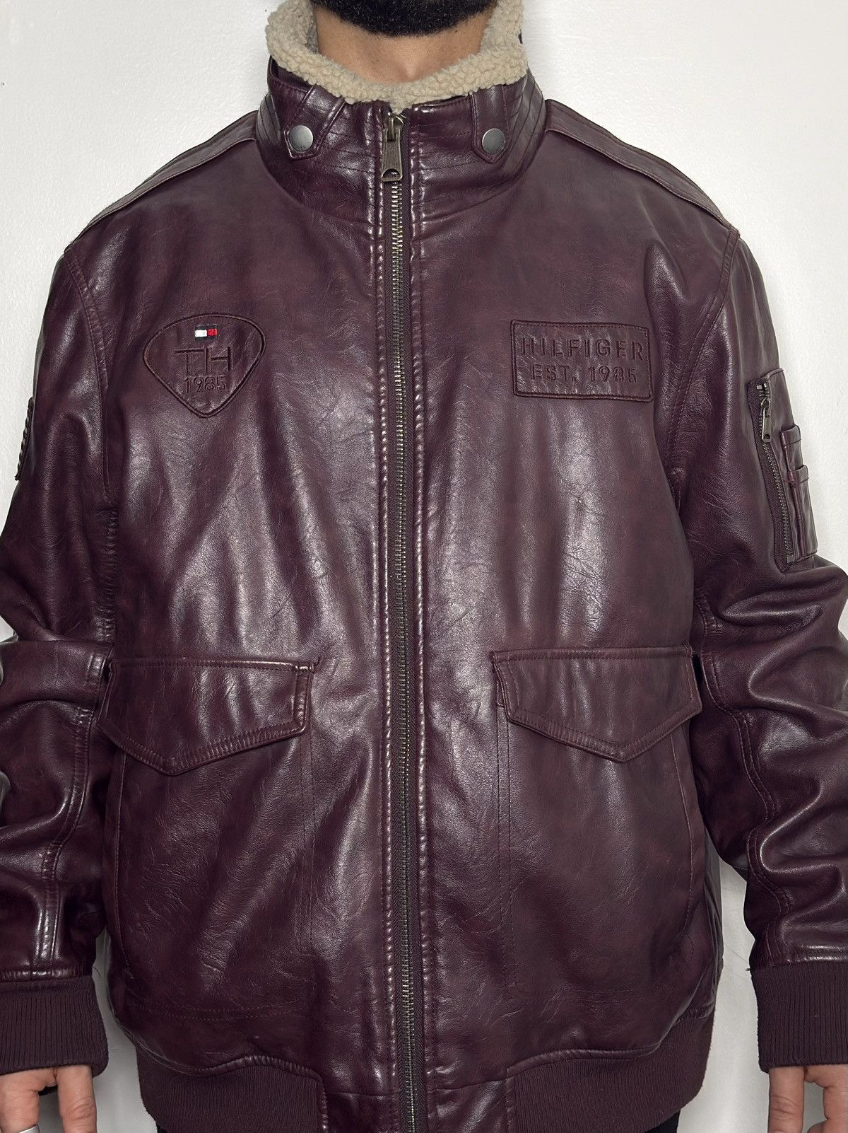 Tommy Hilfiger Brown leather Tommy Hilfiger bomber jacket Size US XXL / EU 58 / 5 - 3 Thumbnail