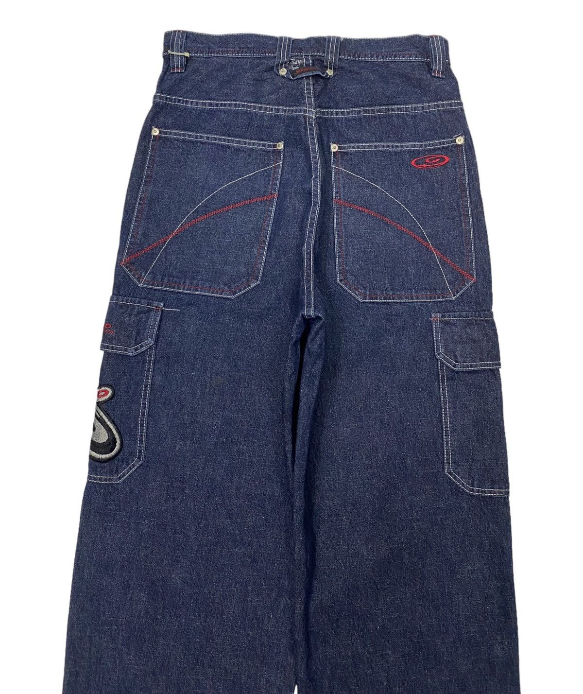 JNCO 🔥BAGGY DENIM CARGO PANTS PIKO HAWAIIAN DISTRESS RIPS DENIM Size US 30 / EU 46 - 4 Thumbnail