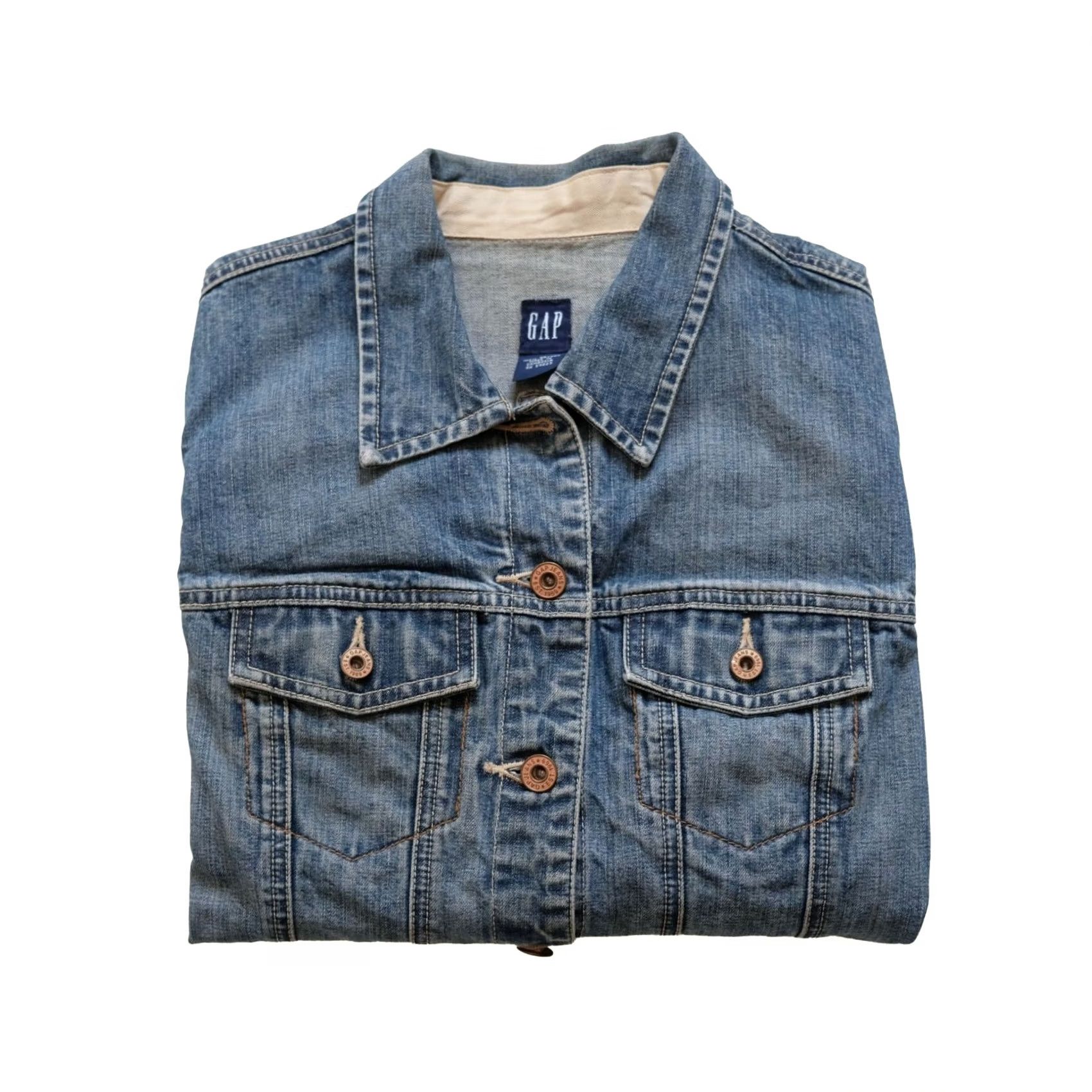 Gap VINTAGE GAP JEANS JACKET BLUE 100% COTTON DENIM CLASSIC RETRO Y2K 2000 WOMENs SZ M Size 32" / US 10 / IT 46 - 2 Thumbnail