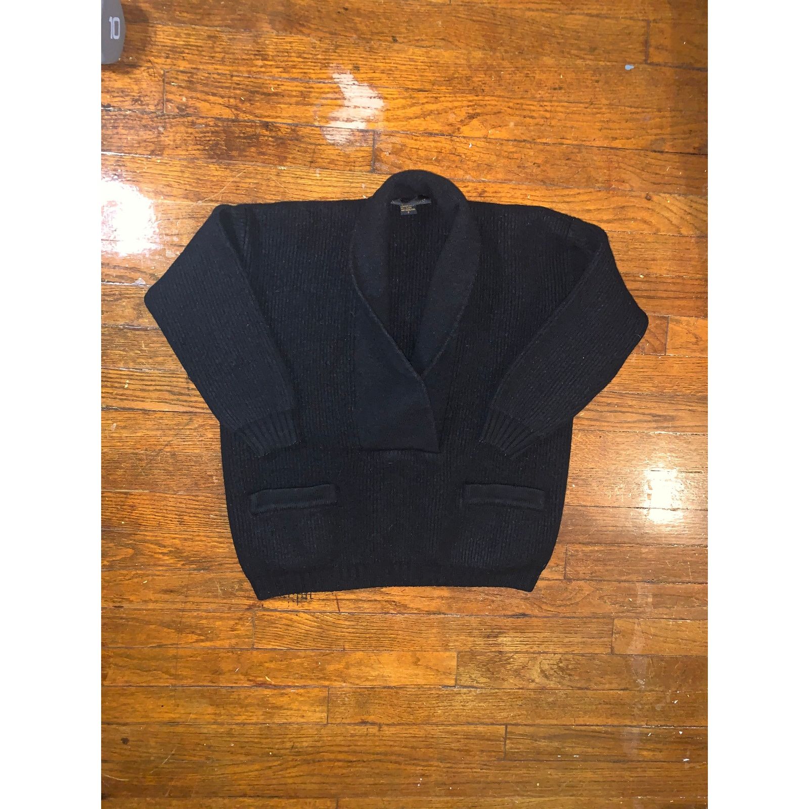 DKNY × Donna Karan × Vintage Donna Karan Wool Sweater Petite P Black Shawl Collar DKNY Size M / US 6-8 / IT 42-44 - 6 Thumbnail