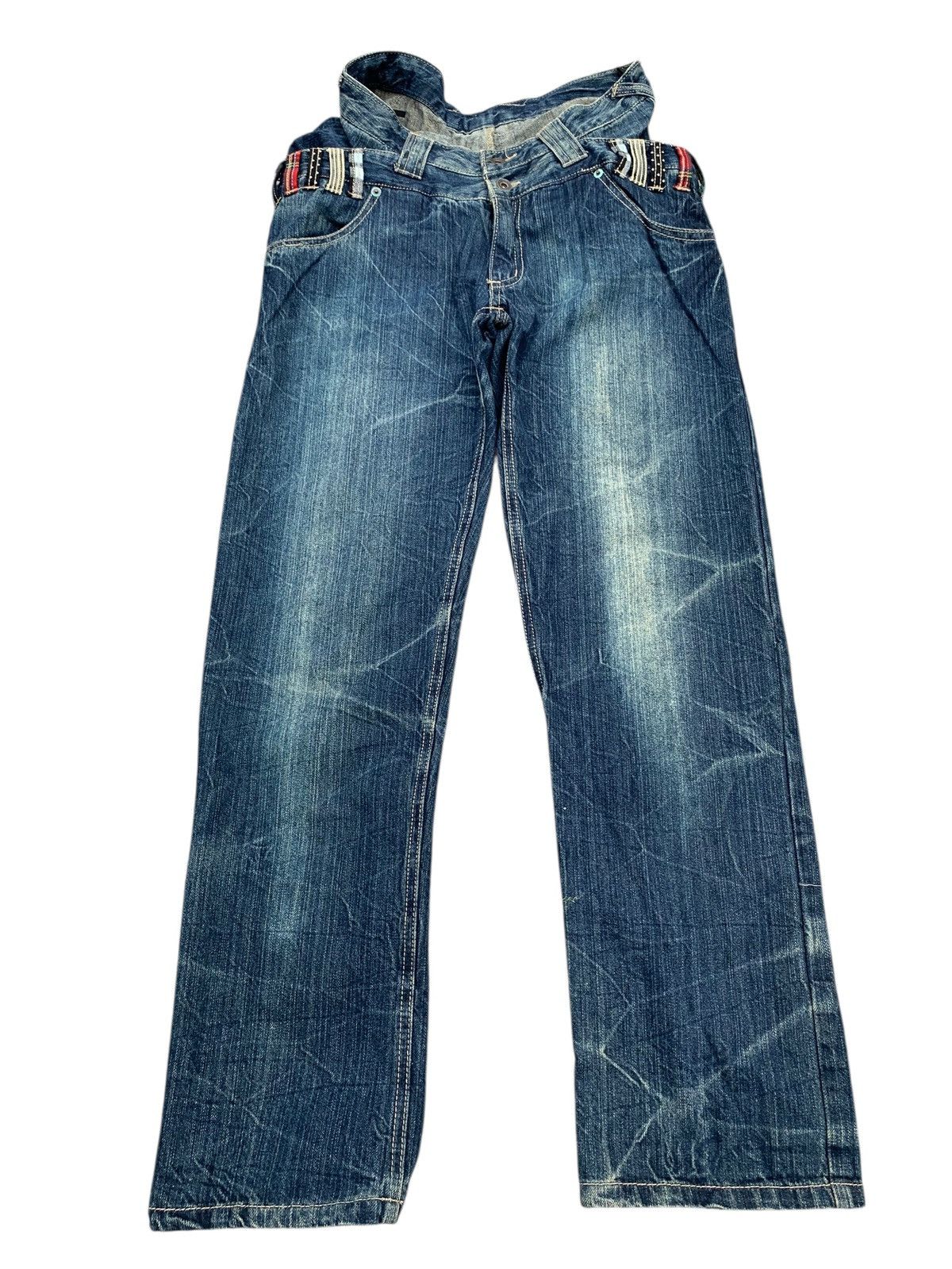 Le Grande Bleu (L.G.B.) DOUBLE WAIST UNBRAND PUNK STYLE RUSTY DISTRESSSED DENIM Size US 29 - 2 Thumbnail