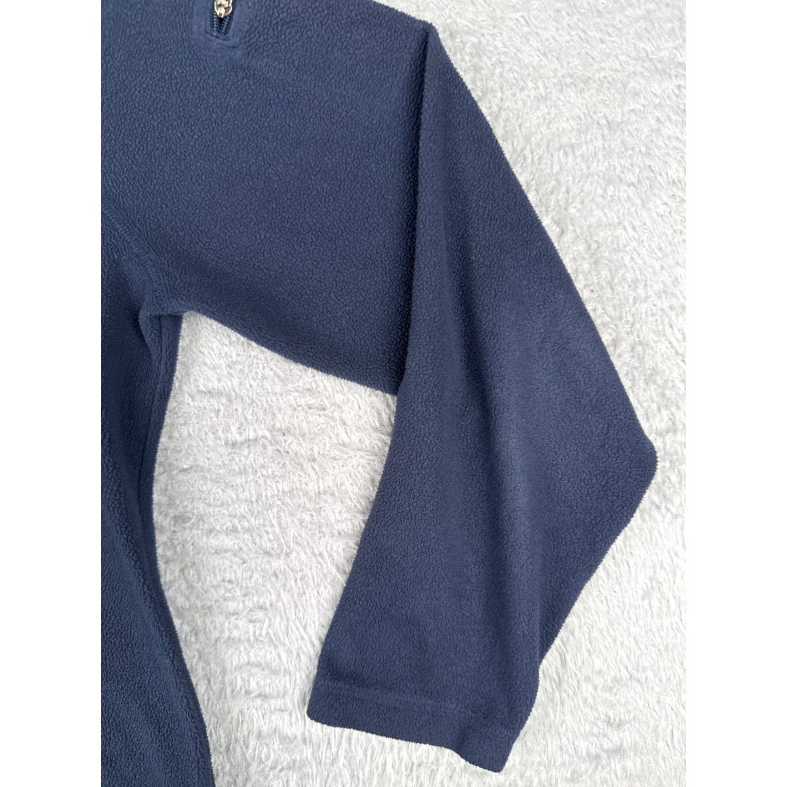 Vintage L.L. Bean Sweater Women Small Blue 1/4 Zip Pullover 100% Polyester Fleece Mock Neck Crew Neck Activewear Floral? Size S / US 4 / IT 40 - 2 Thumbnail