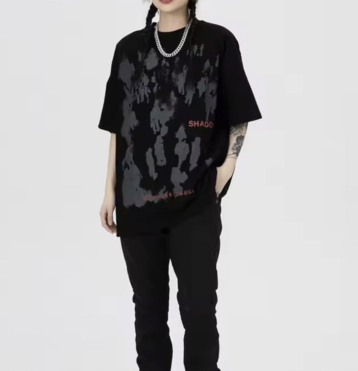 Vintage Gothic Shadow Print T-Shirt Hipster Graphic Tees Size US L / EU 52-54 / 3 - 2 Thumbnail