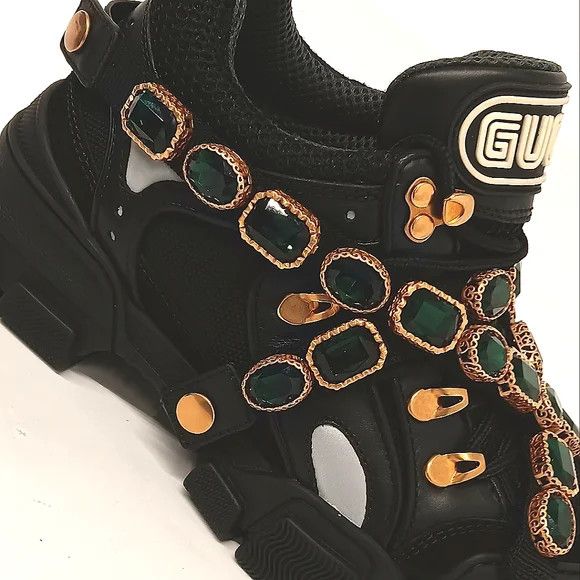 Gucci GUCCI Women's 'Black' Flashtreks w/ Crystals - EU36/US6 Size US 6 / IT 36 - 9 Thumbnail