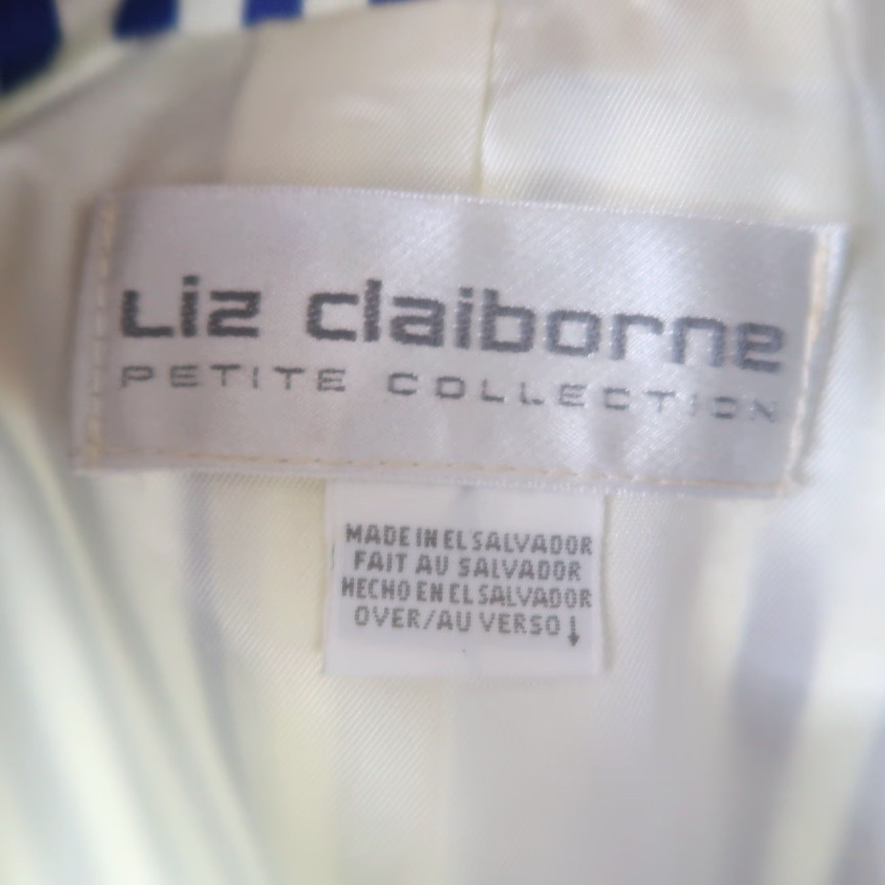 Liz Claiborne VINTAGE Liz Claiborne Blue White Stripe Cotton Blazer Jacket 8 Petite Long Sleeve Buttoned 90s Sports Workwear Casual Womens Blazer Size M / US 6-8 / IT 42-44 - 6 Thumbnail
