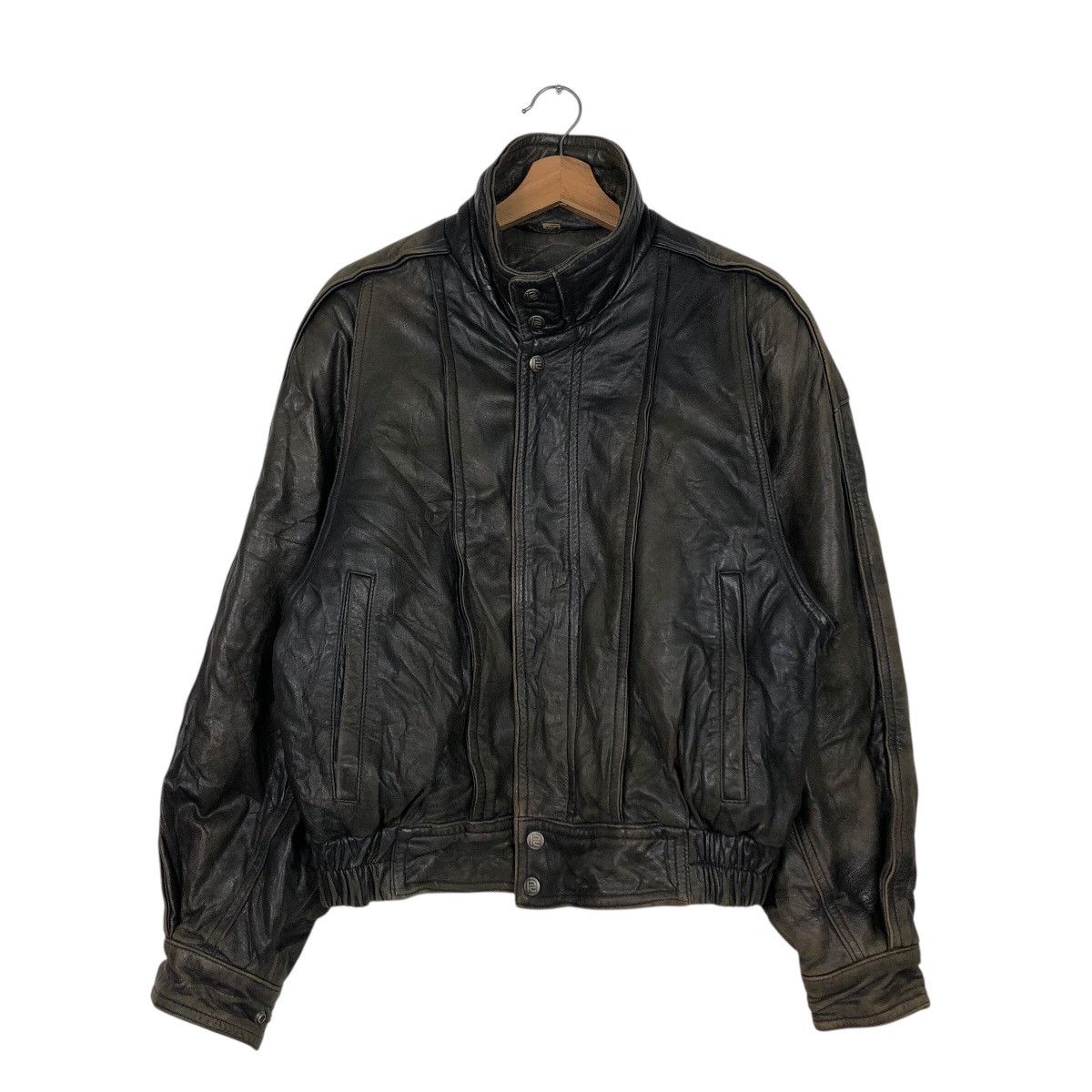 Japanese Brand Robert Comstock Vintage Black Leather Bomber Jacket Size US M / EU 48-50 / 2 - 2 Thumbnail