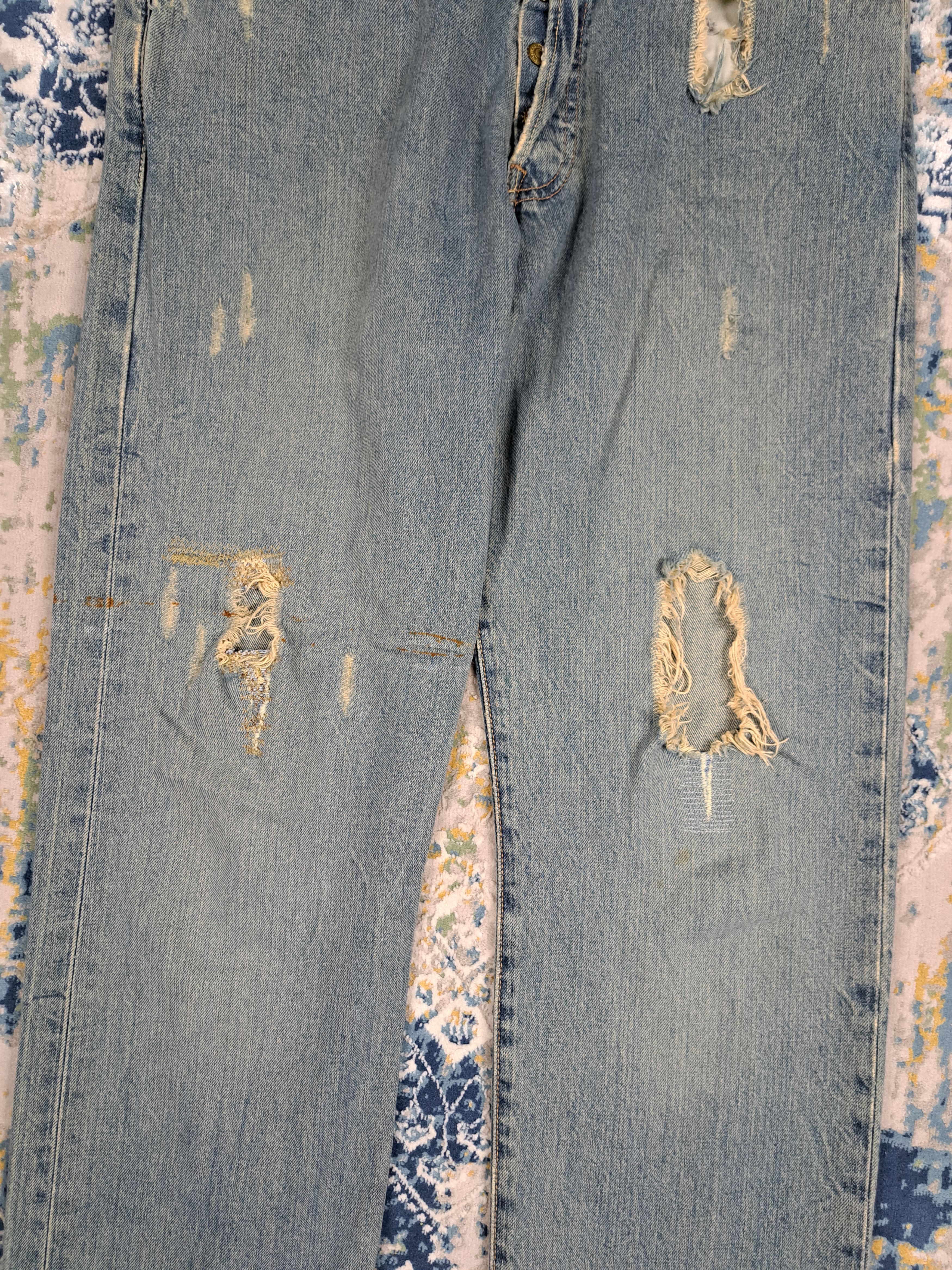 Levi's Vintage Levis 501 OG Miner's Distressed Denim Gold Button Size US 32 / EU 48 - 5 Thumbnail