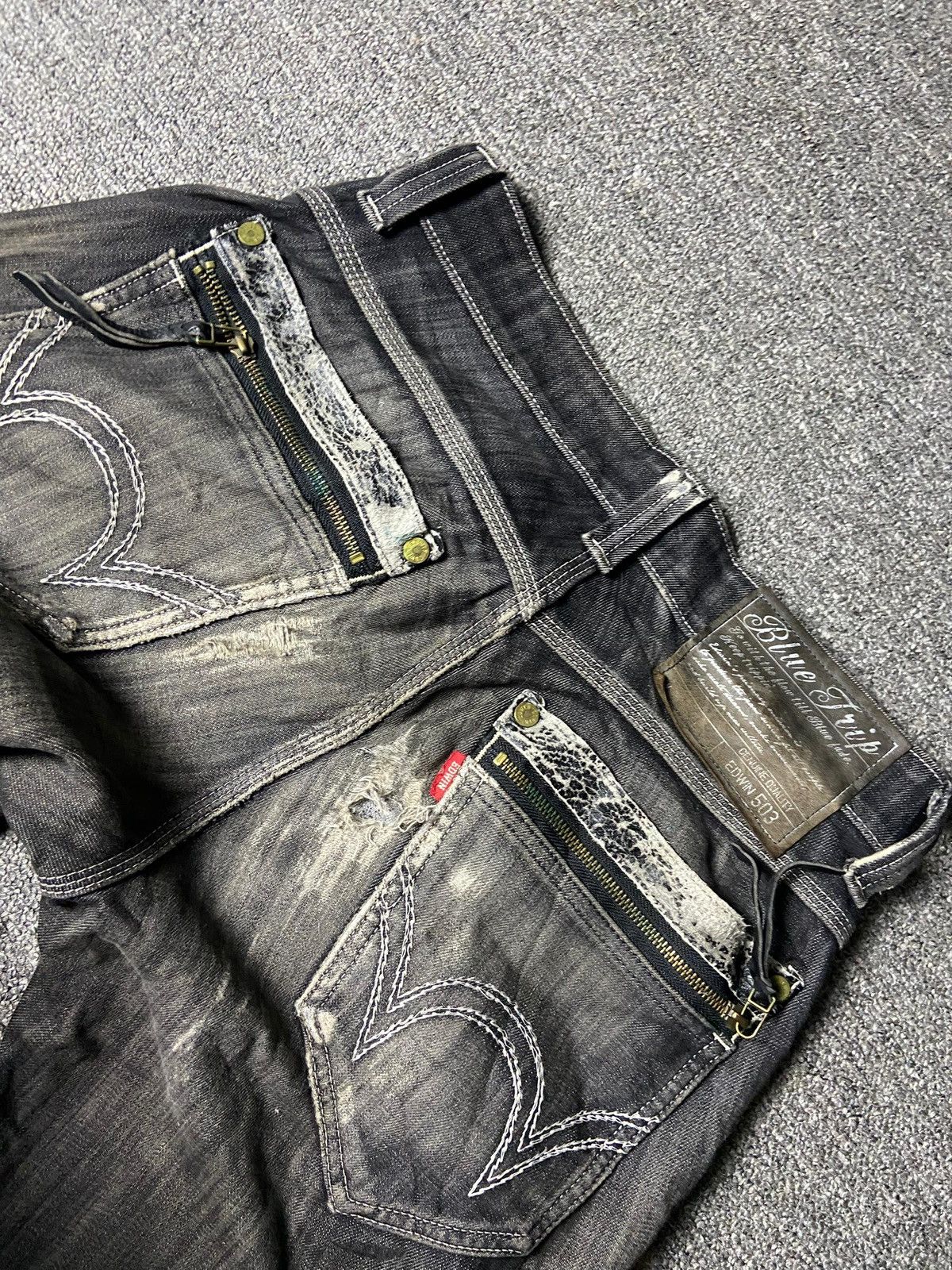 Edwin Edwin 503 x Blue Trip Distressed Ripped Jeans (159) Size US 32 / EU 48 - 8 Thumbnail