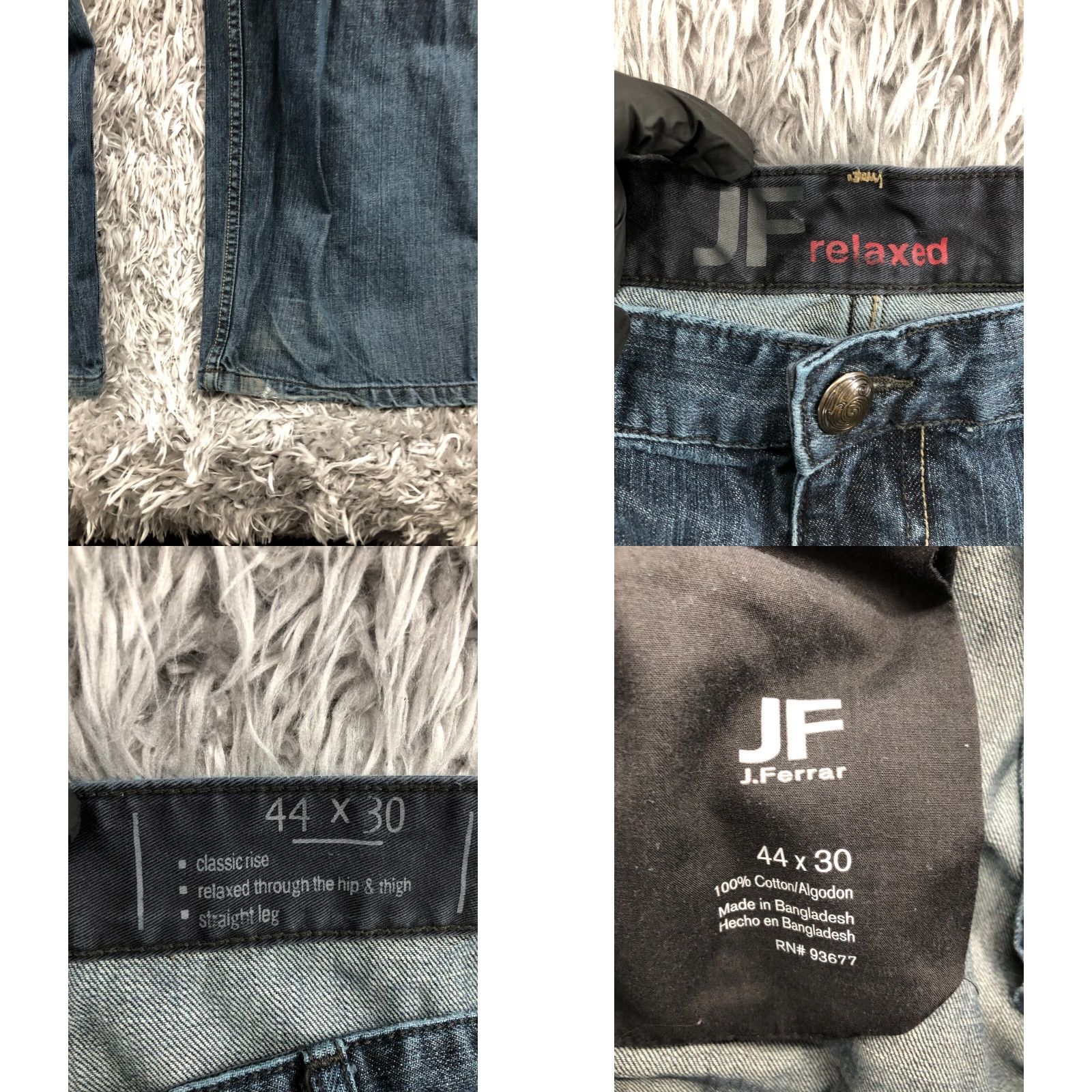 Vintage J.Ferrar Relaxed Straight Jeans 44x30 Mens Dark Blue Wash Denim 5-Pocket Baggy Straight Mens Jeans Size US 44 / EU 60 - 8 Thumbnail
