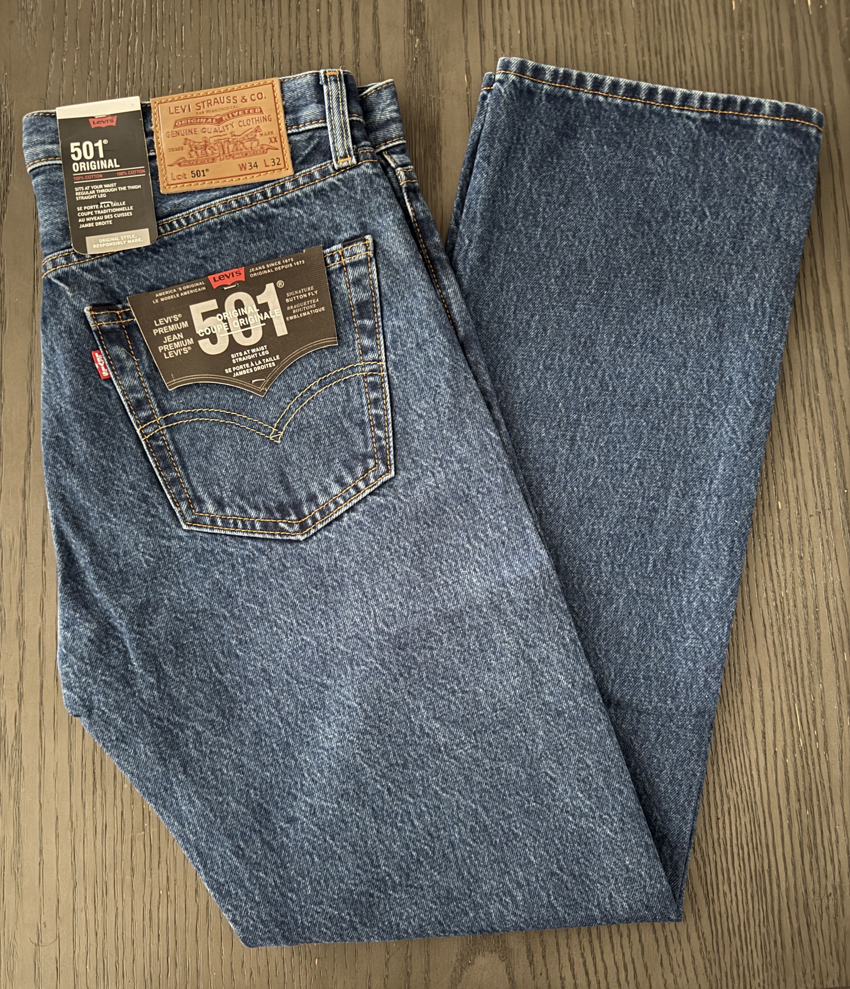 Levi's Levi's Premium 501 Original STRAIGHT LEG Jean Men 34x32 Blue Size US 34 / EU 50 - 3 Thumbnail