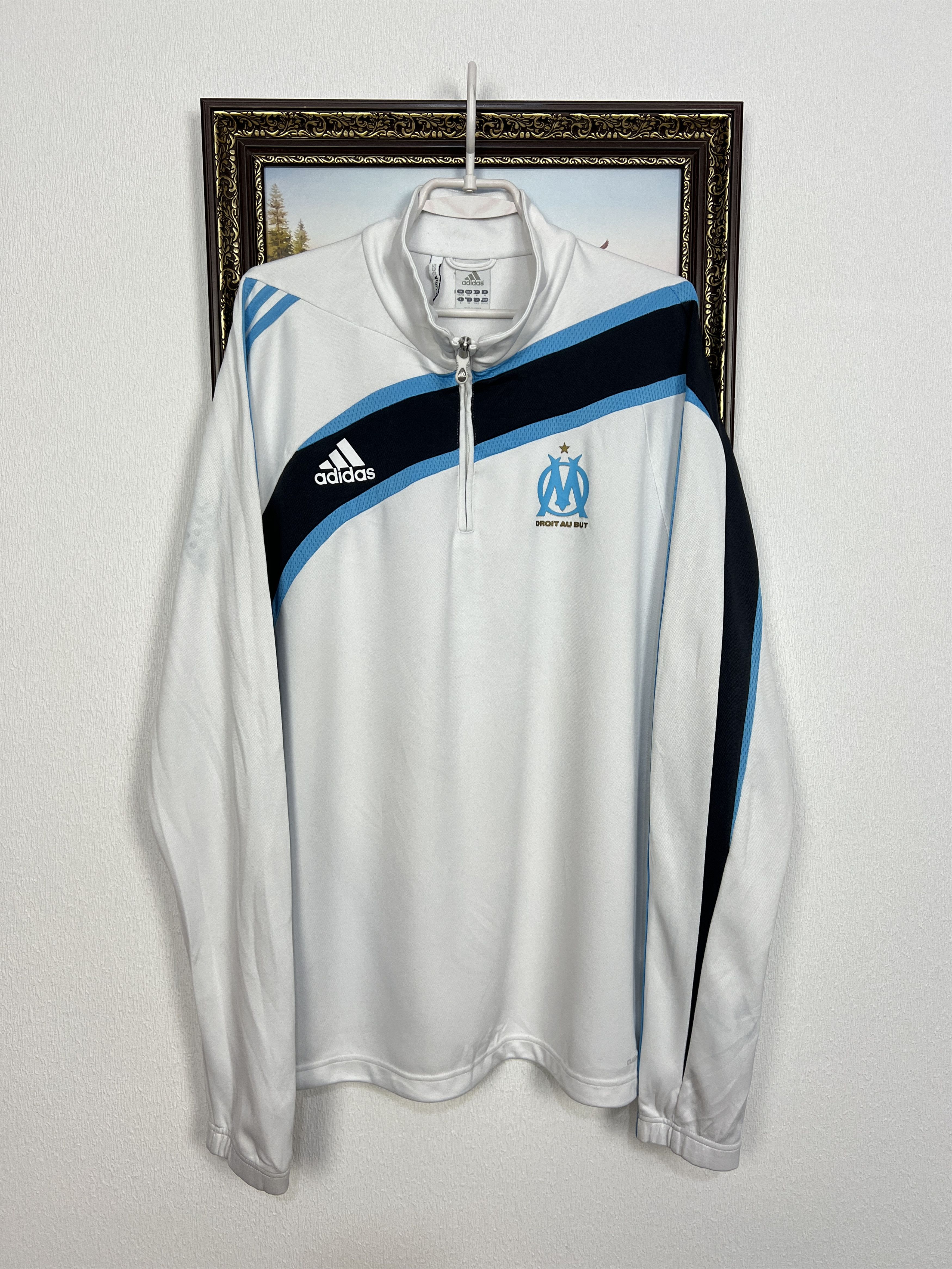 Adidas Vintage Olympique Marseille Football Jacket Soccer Track Top Size US XL / EU 56 / 4 - 1 Thumbnail