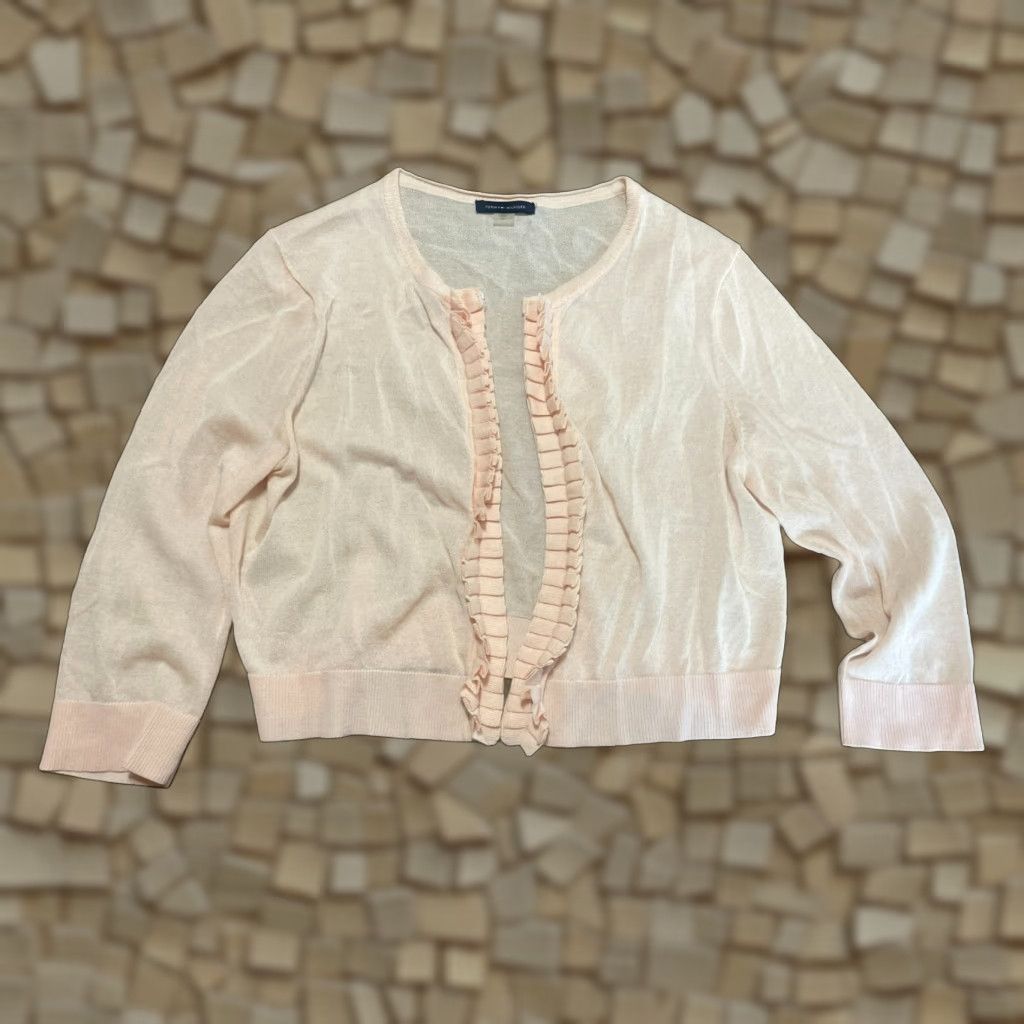 Tommy Hilfiger Tommy Hilfiger Sweater Cardigan, Women, Size Medium, Open 3/4 Sleeve, Pink, Casual, Regular Fit, Solid Pattern, Fall Spring Summer, Womens Size M / US 6-8 / IT 42-44 - 1 Thumbnail