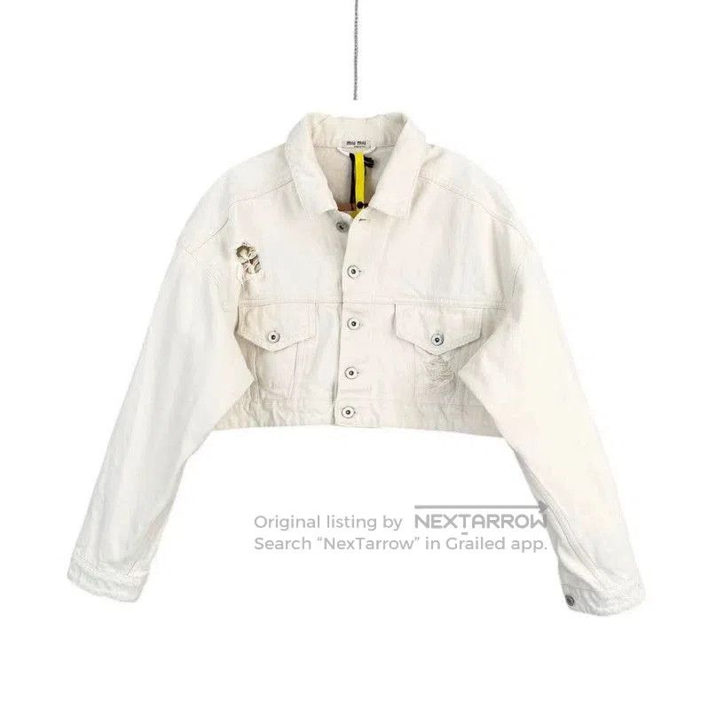 Miu Miu Miu Miu Cotton Back Logo Denim Jacket. Size US S / EU 44-46 / 1 - 1 Thumbnail