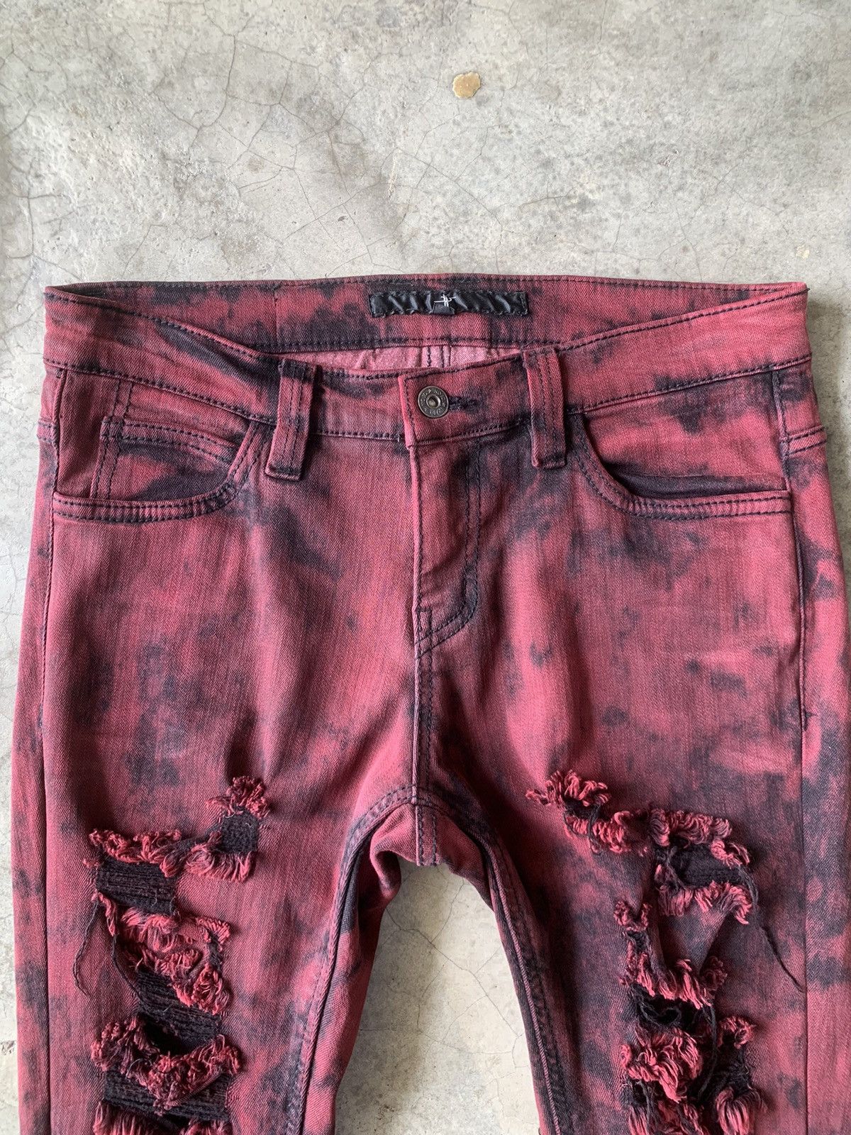 Japanese Brand NO ID. Blood Ripped Skinny Jeans Size US 31 - 4 Thumbnail