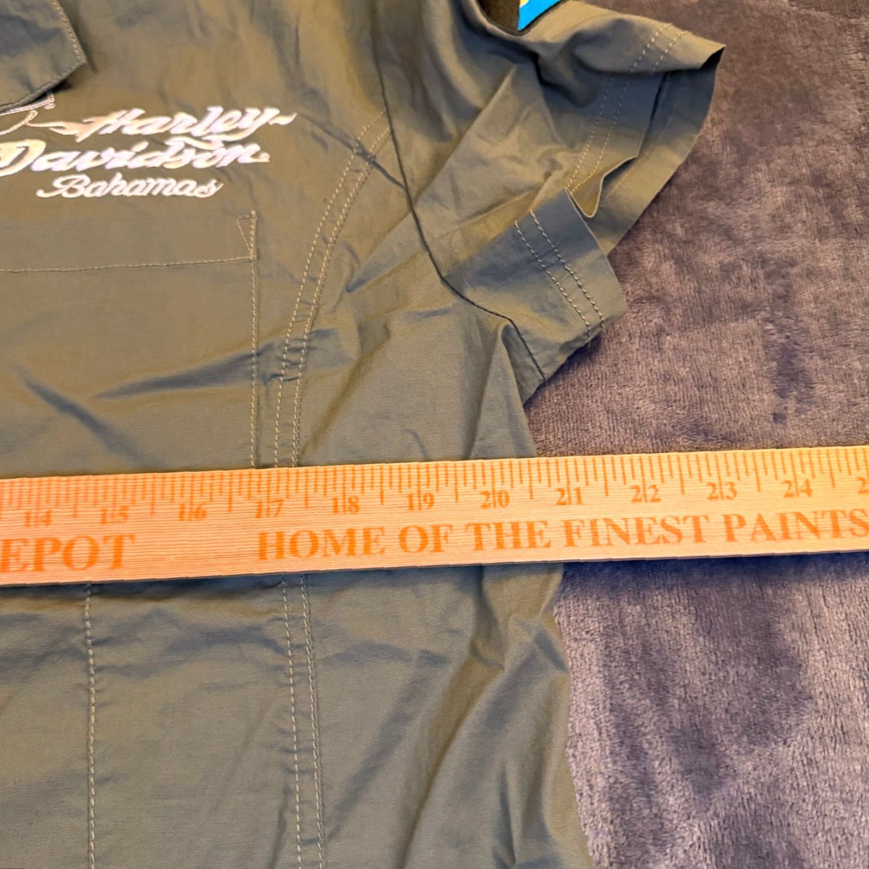 Harley Davidson Harley-Davidson Shirt Womens XL Green Button-Up Short Sleeve Embroidered Pocket Casual Workwear Bahamas 90s Theme Motorcycle? Size XL / US 12-14 / IT 48-50 - 7 Thumbnail