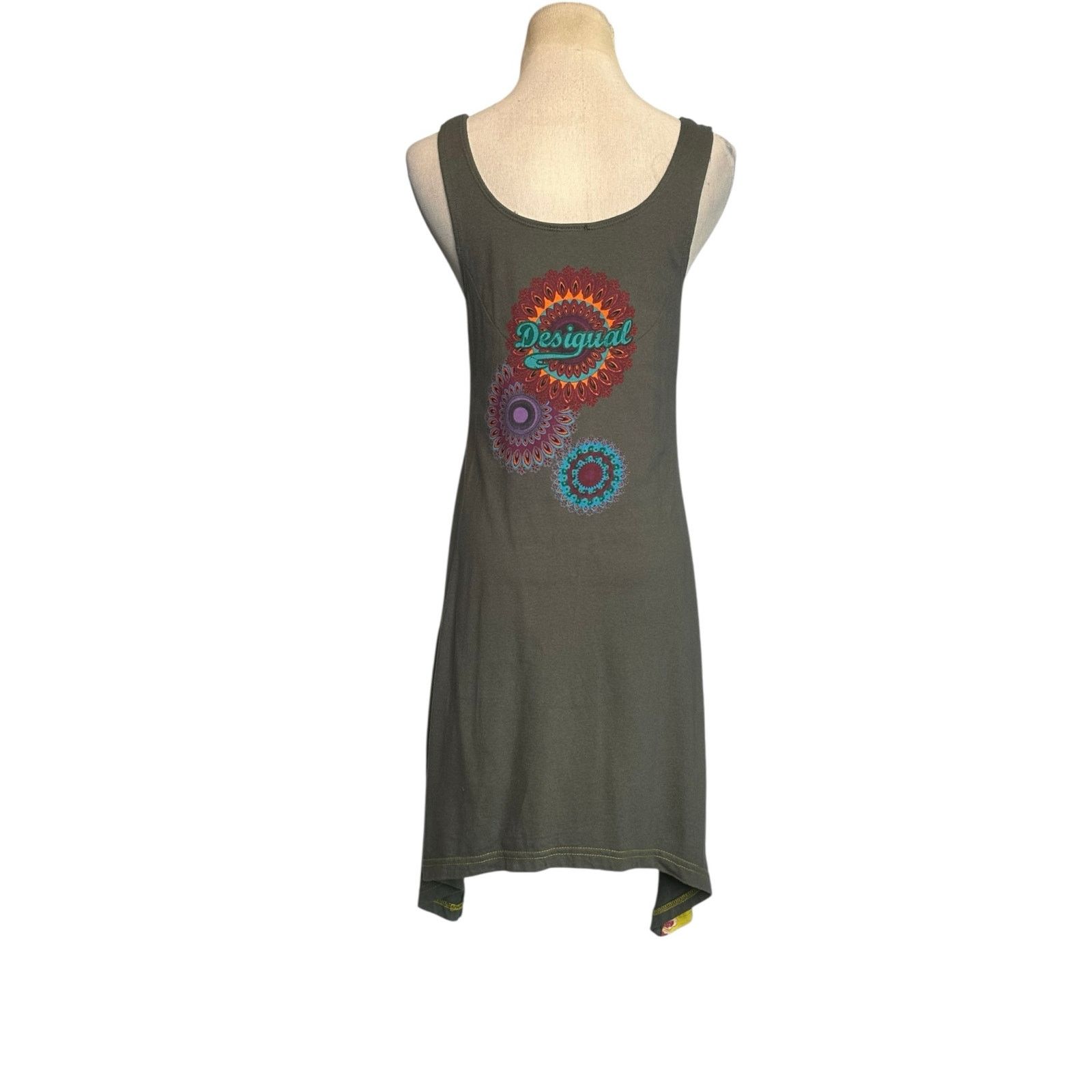 Desigual Desigual Green and Pink Asymmetrical Tunic Dress size Medium Size M / US 6-8 / IT 42-44 - 16 Thumbnail