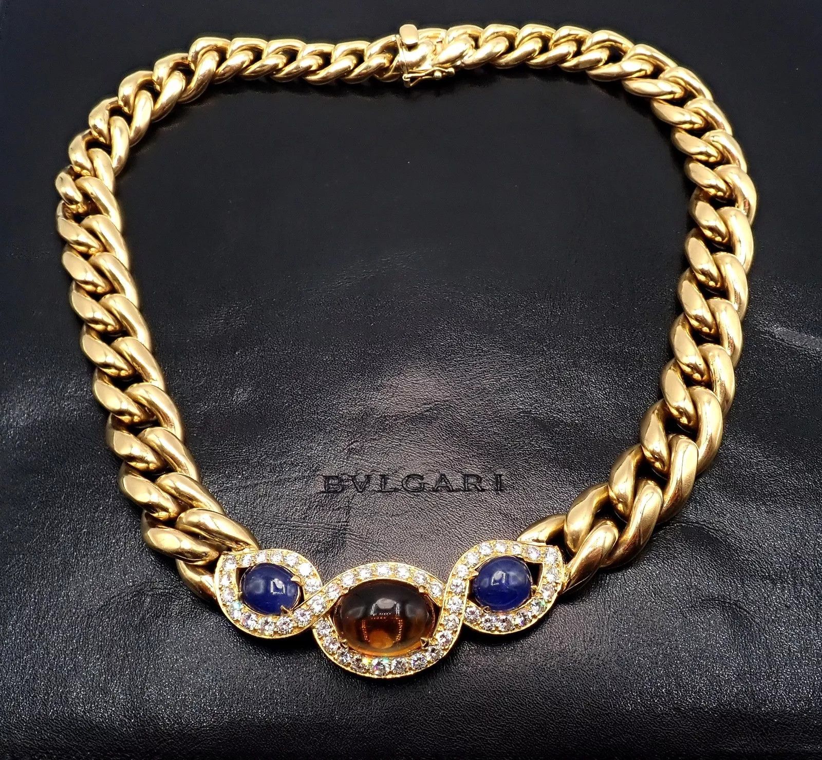 Other Bulgar 18k Gold Diamond Citrine Sapphire Link Necklace Paper Size ONE SIZE - 3 Thumbnail