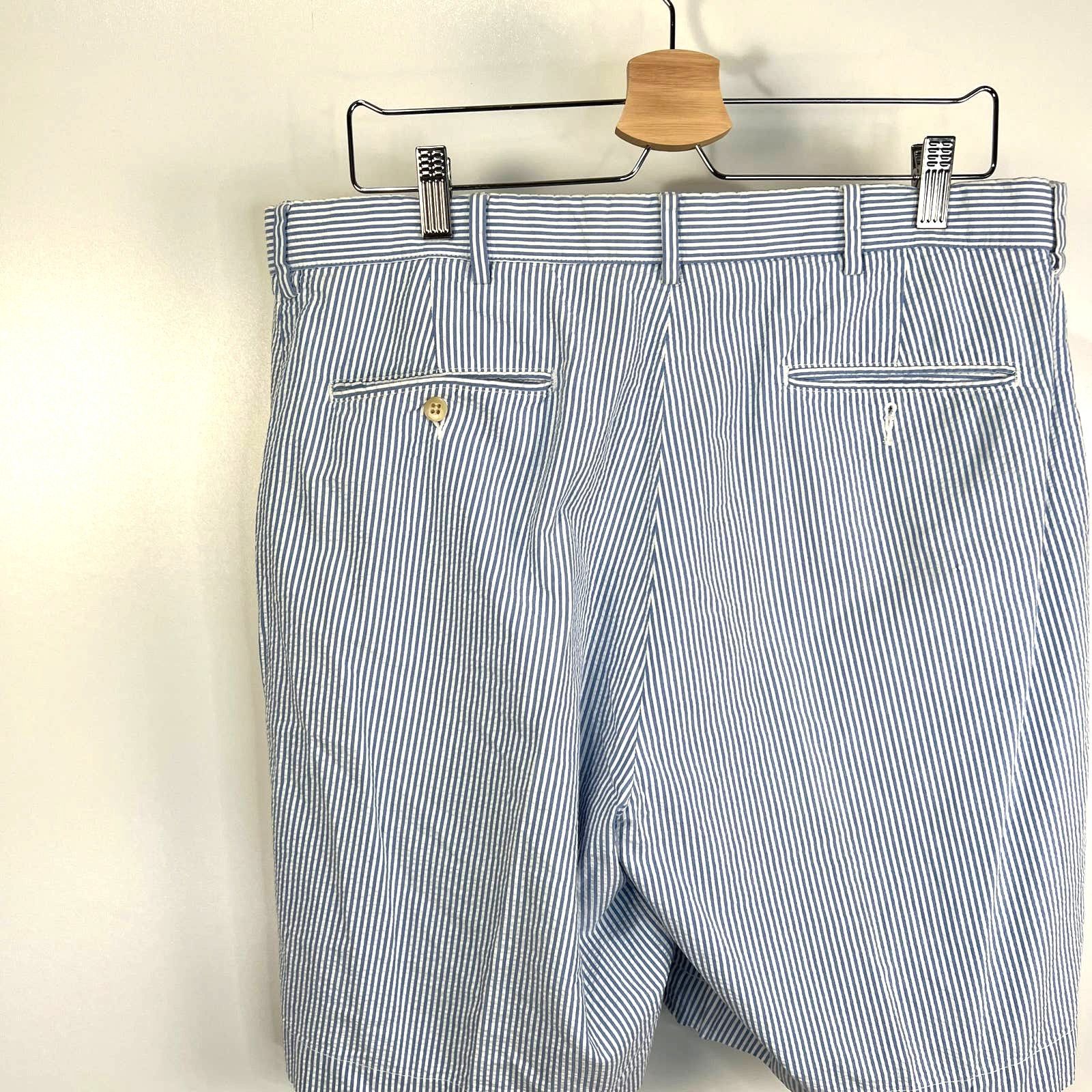 Polo Ralph Lauren Vintage 90s Polo Ralph Lauren Seersucker Shorts Blue Size US 36 / EU 52 - 6 Thumbnail