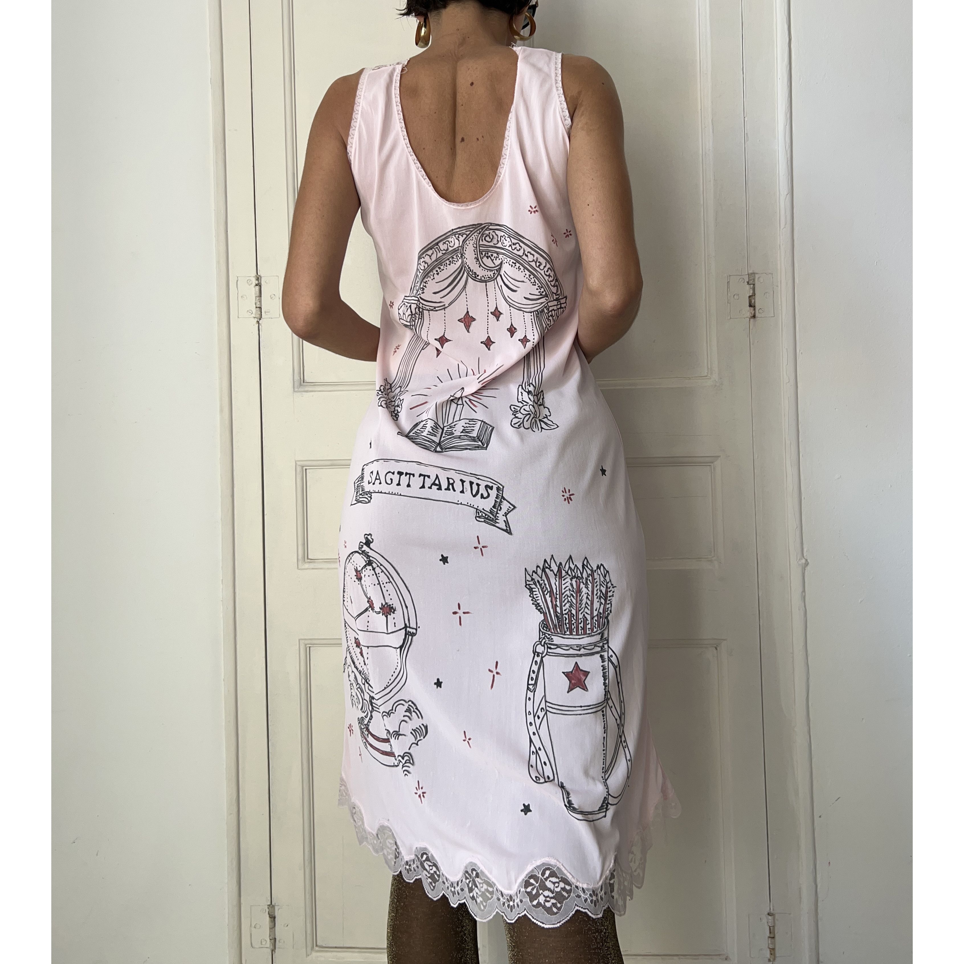 Custommade Handpainted Sagittarius Slip Dress Size L / US 10 / IT 46 - 2 Thumbnail