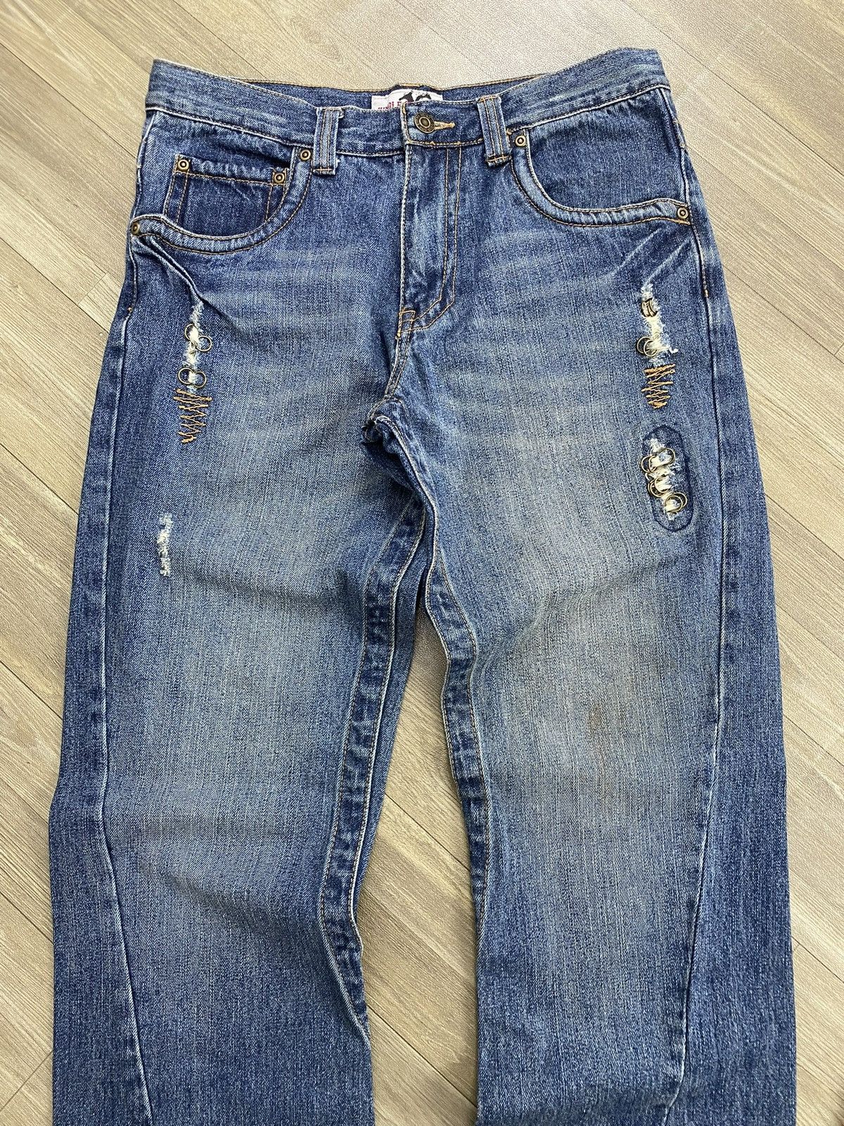 If Six Was Nine 2000s Jungle Storm Distressed Lgb Style Bootcut Flared Jeans Size US 30 / EU 46 - 2 Thumbnail