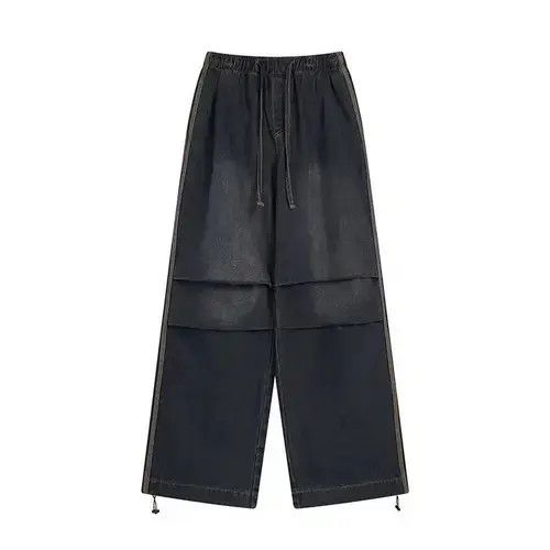 Jean Vintage washed black baggy wide leg jeans Size US 30 / EU 46 - 5 Thumbnail