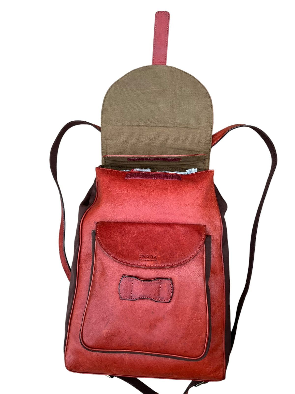 Leather Vintage Dakota Japan Distressed Patina Leather Backpack Bag Size ONE SIZE - 8 Thumbnail