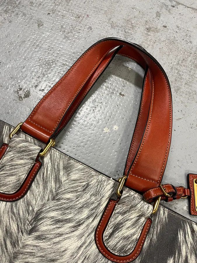 Dolce & Gabbana Dolce & Gabbana Fur Print Grey Leather Handle Bag Size ONE SIZE - 4 Thumbnail