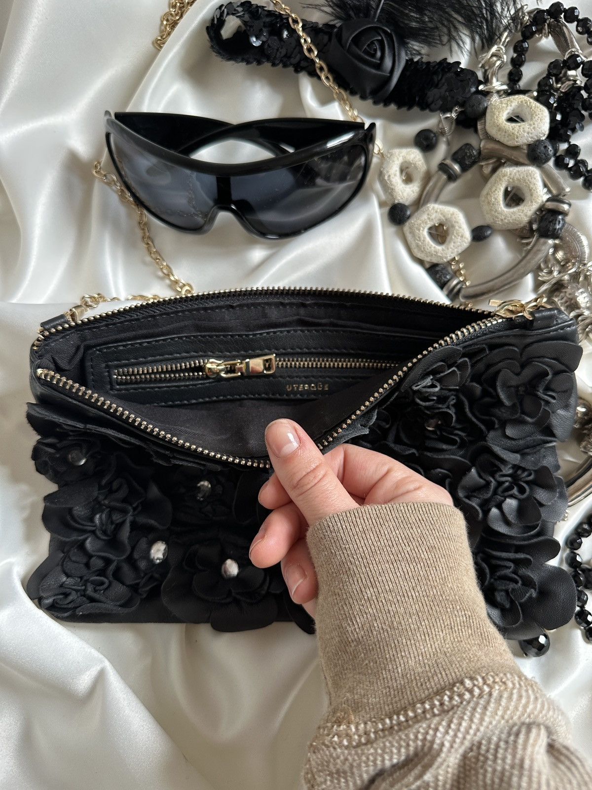 Vintage Vintage black leather cocktail shoulder bag Size ONE SIZE - 5 Thumbnail