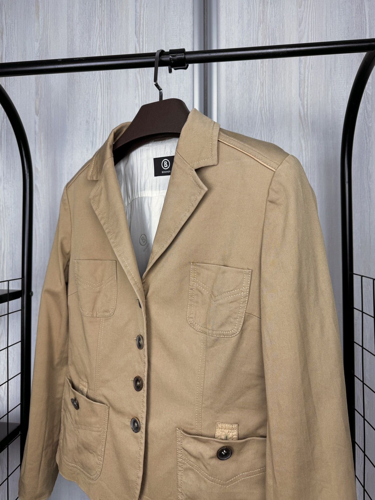 Bogner Bogner beige cotton elbow patches womens blazer basic jacket Size L / US 10 / IT 46 - 4 Thumbnail