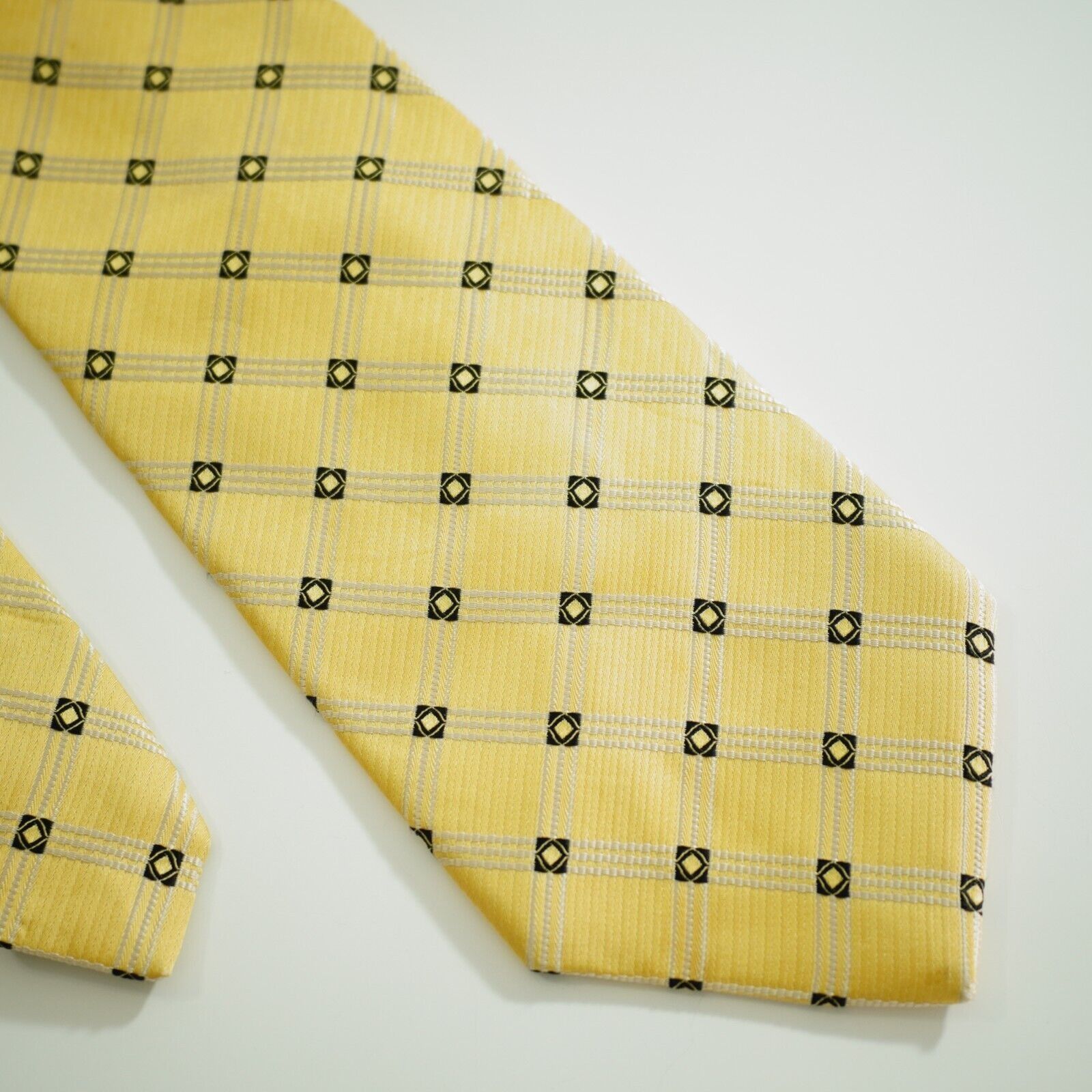 XMI Platinum XMI Couture Yellow Woven Geometric Wide USA Silk Tie Size ONE SIZE - 1 Thumbnail