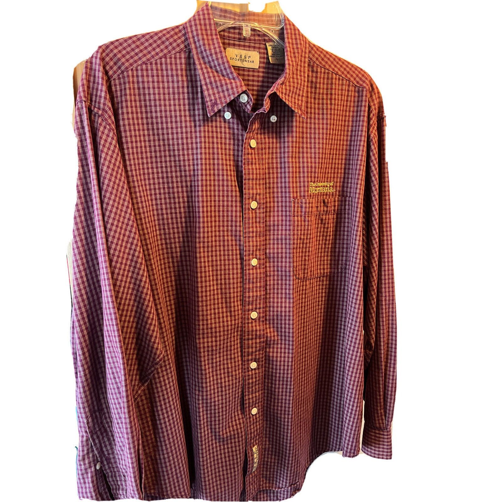 Other vesi sportswear men’s L burgundy check Montana cotton shirt Size US L / EU 52-54 / 3 - 1 Thumbnail