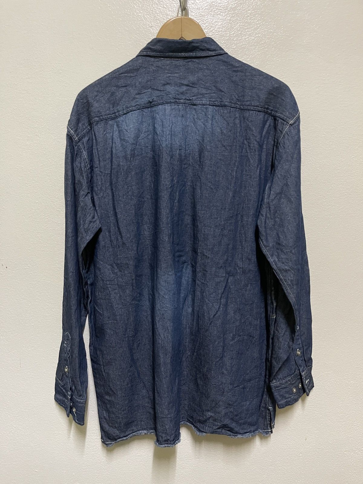 Japanese Brand Drug Stores Denim Shirt Hybrid Printed Size US XL / EU 56 / 4 - 10 Thumbnail