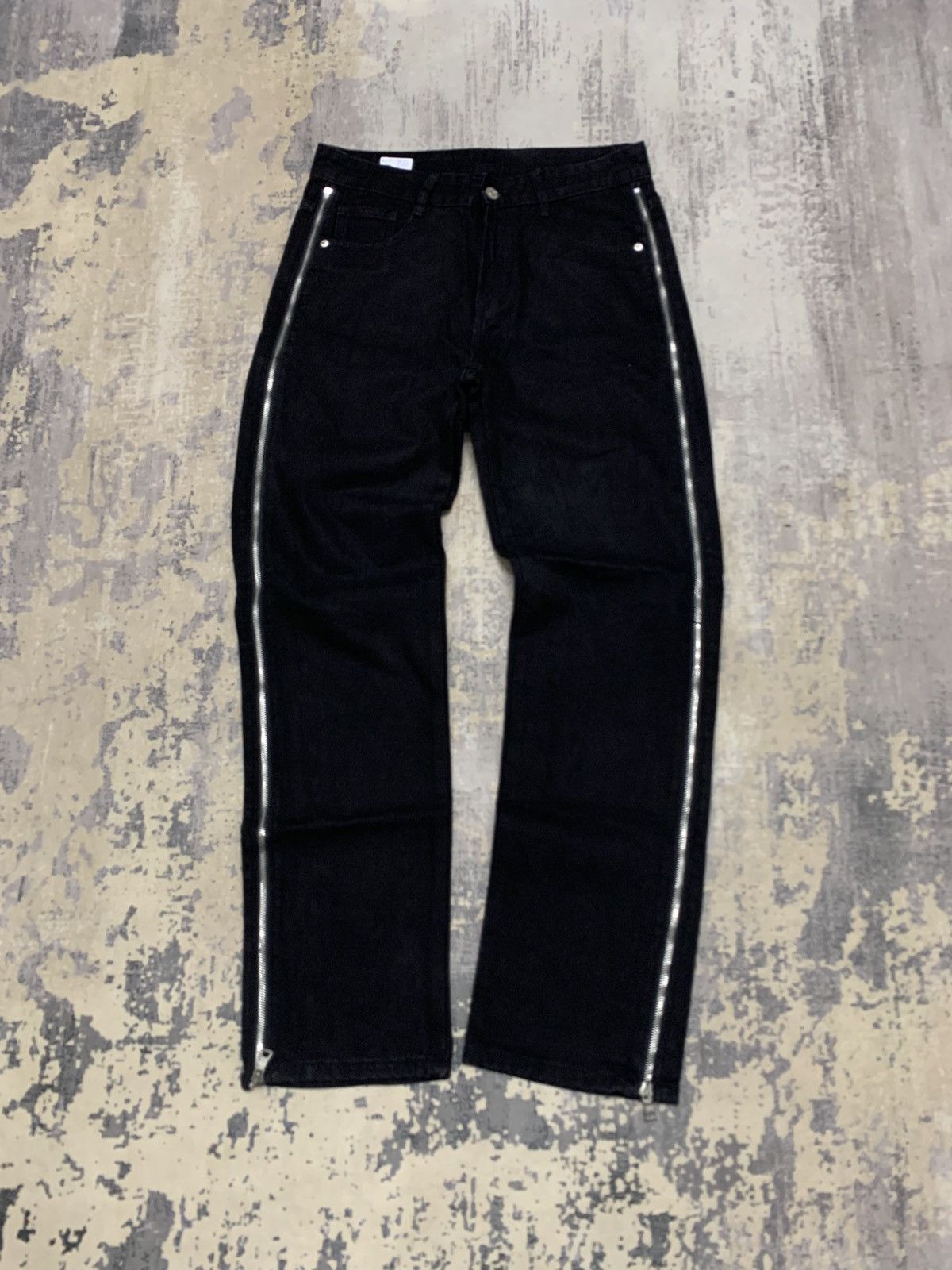 If Six Was Nine Y2K Fashion Zipper Black Flared Jeans Pant Size US 31 - 1 Thumbnail