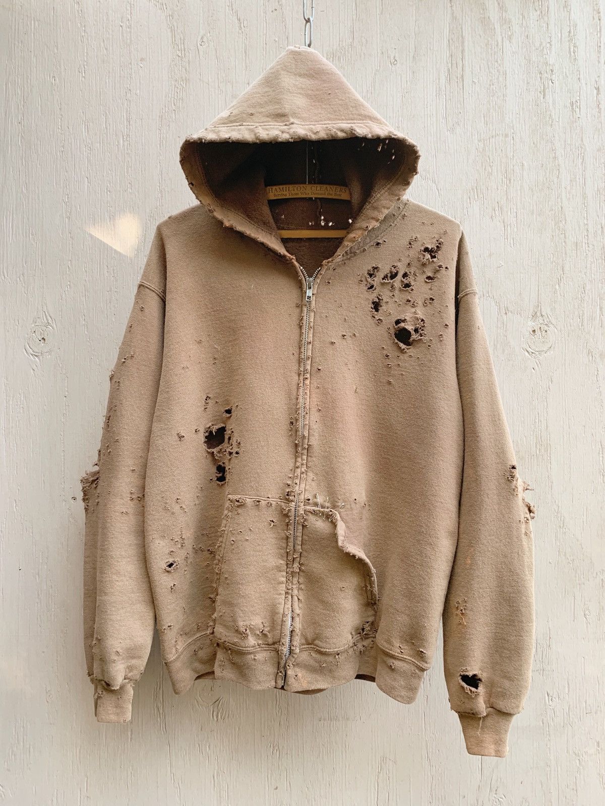 Vintage Thrashed Sun Faded BOXY Blank Zip Hoodie Distressed GRUNGE Size US M / EU 48-50 / 2 - 3 Thumbnail