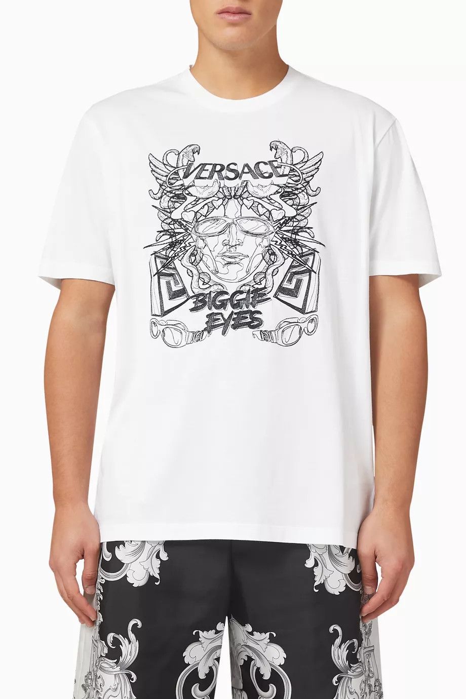Versace o1y0525 Logo Crewneck T-Shirt in White Size US M / EU 48-50 / 2 - 1 Thumbnail