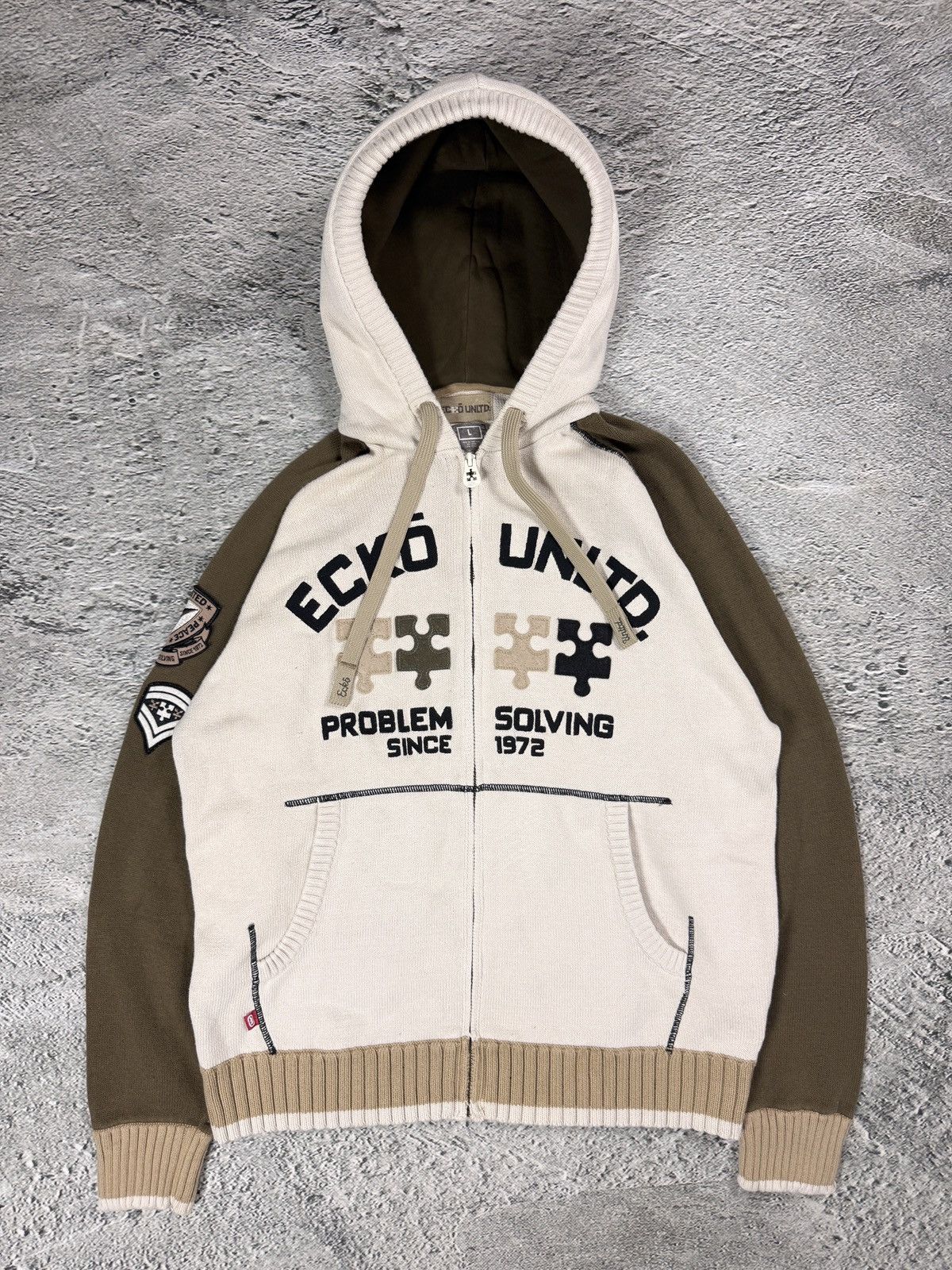 Ecko Unltd. Ecko Unltd vintage zip hooded sweater beige brown big logo Size US L / EU 52-54 / 3 - 1 Thumbnail
