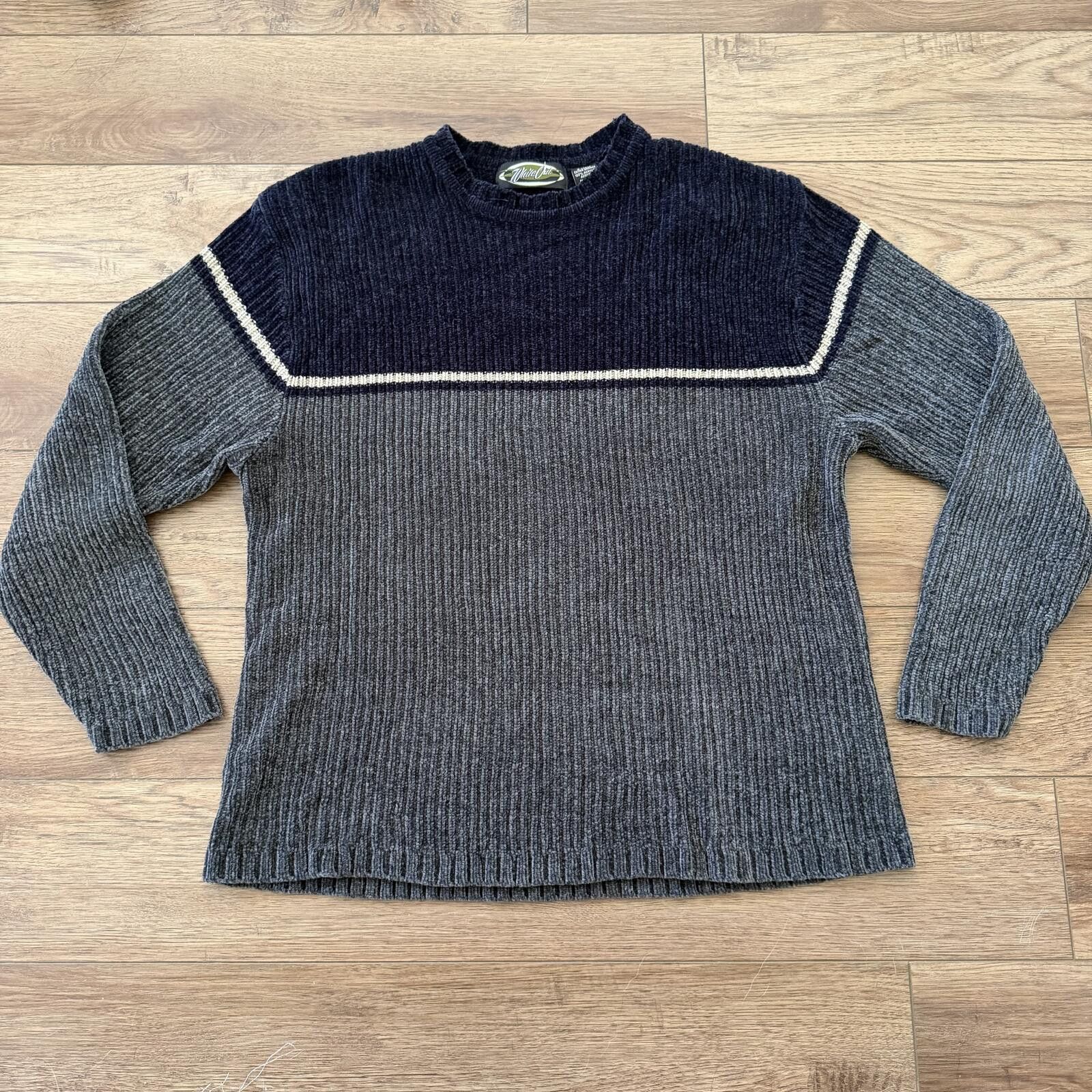Other Vintage 90s White Out Acrylic Knit Striped Crewneck Sweater Size US XL / EU 56 / 4 - 1 Thumbnail