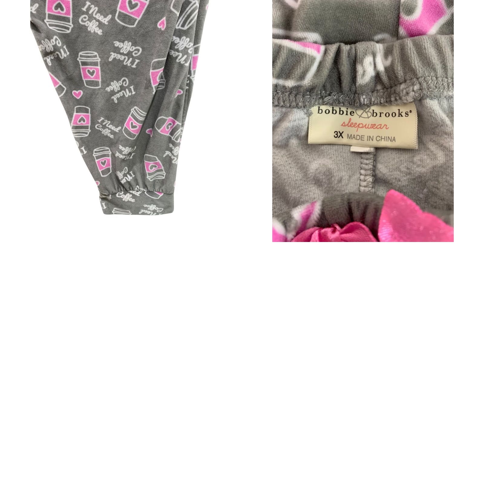 Vintage VINTAGE Bobbie Brooks Sleepwear PJ Pants Women 3X Plus Gray Coffee Print Jogger 3X Womens Lounge Pants Coffee Size 40" / US 18 - 8 Thumbnail