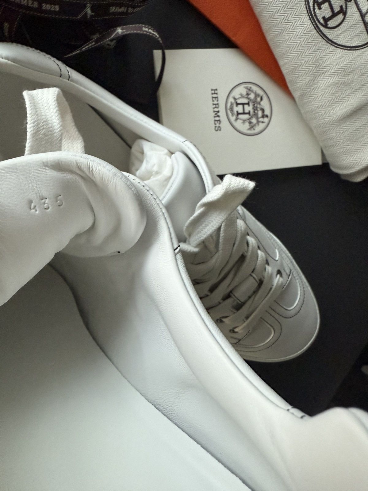 Hermes Brand New Hermes H Logo Leather Sneaker Full Set Size US 10.5 / EU 43-44 - 16 Thumbnail