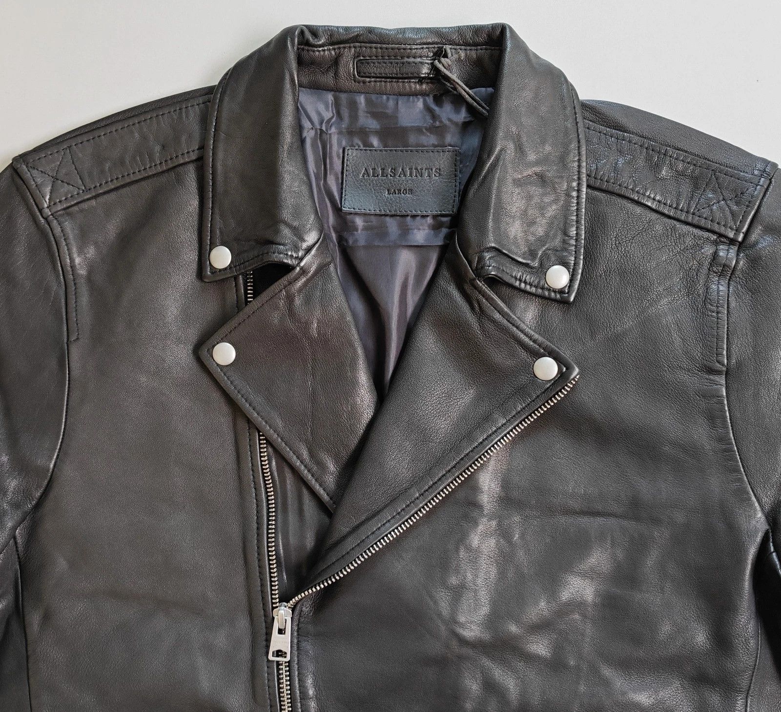 Allsaints ALLSAINTS Lomi Biker Men's Leather jacket FTP/5014 Size US L / EU 52-54 / 3 - 4 Thumbnail