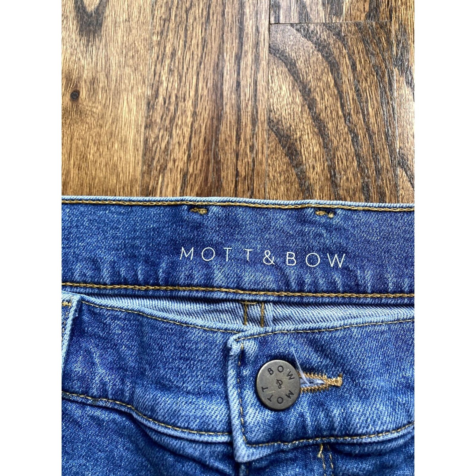 Mott & Bow Mott & Bow Jeans Mens 38x30 Denim Blue Cotton Blend Stretch Straight Inseam 32 Bow Accents Regular Waist 38 Size US 38 / EU 54 - 7 Thumbnail