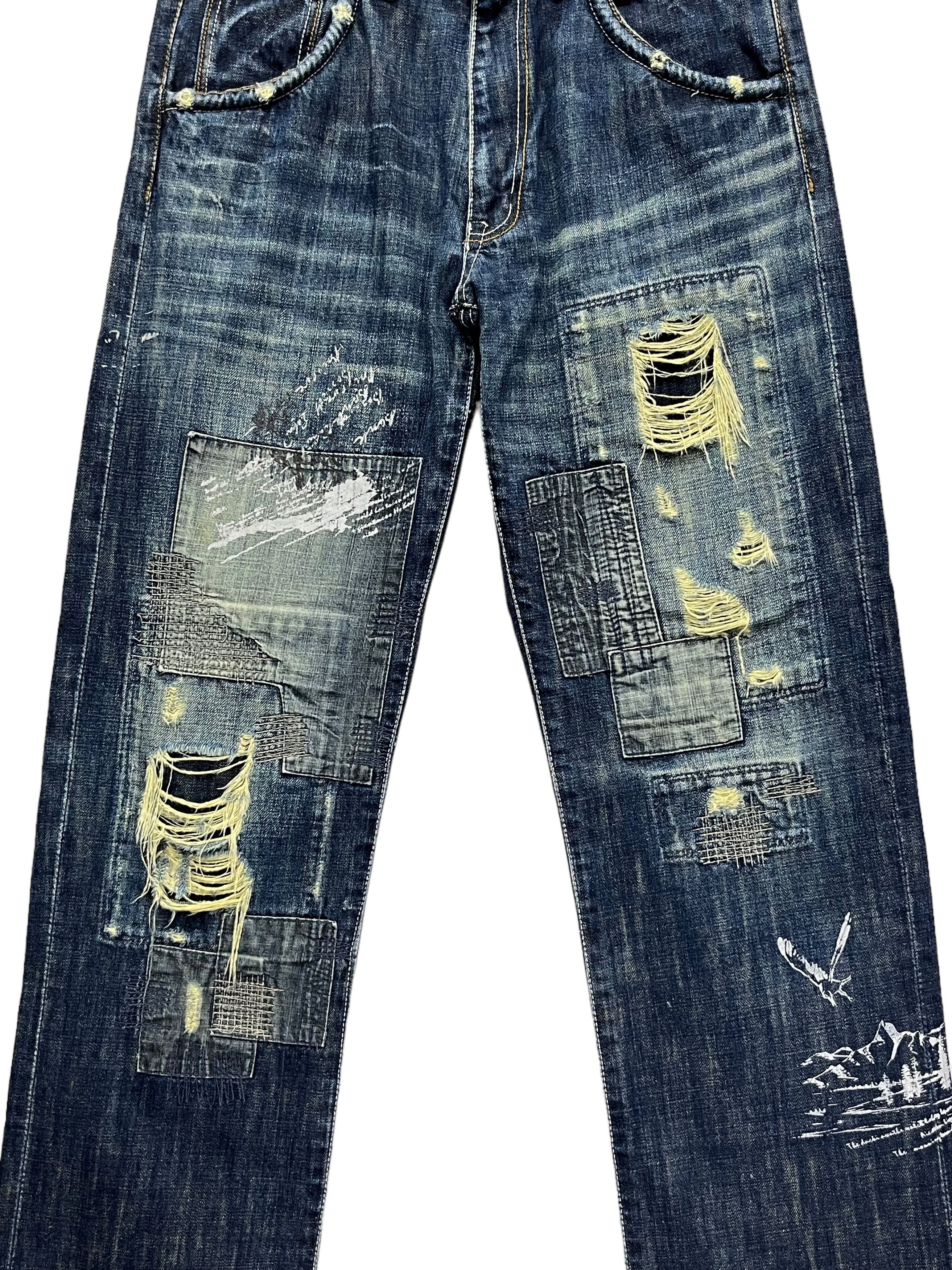 Global Work 🔥GRUNGE KurtCobain Inspired Boro Patchwork Undercover Style Size US 31 - 2 Thumbnail