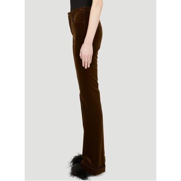 oc11z10524 Velvet High-Rise Flared Pants in Brown