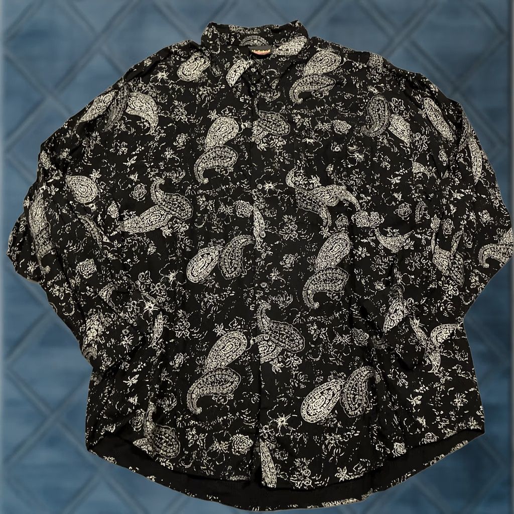 Vintage VINTAGE Hutspah Shirt Mens XL Black White Paisley Print Button Down Men Size Size US XL / EU 56 / 4 - 1 Thumbnail