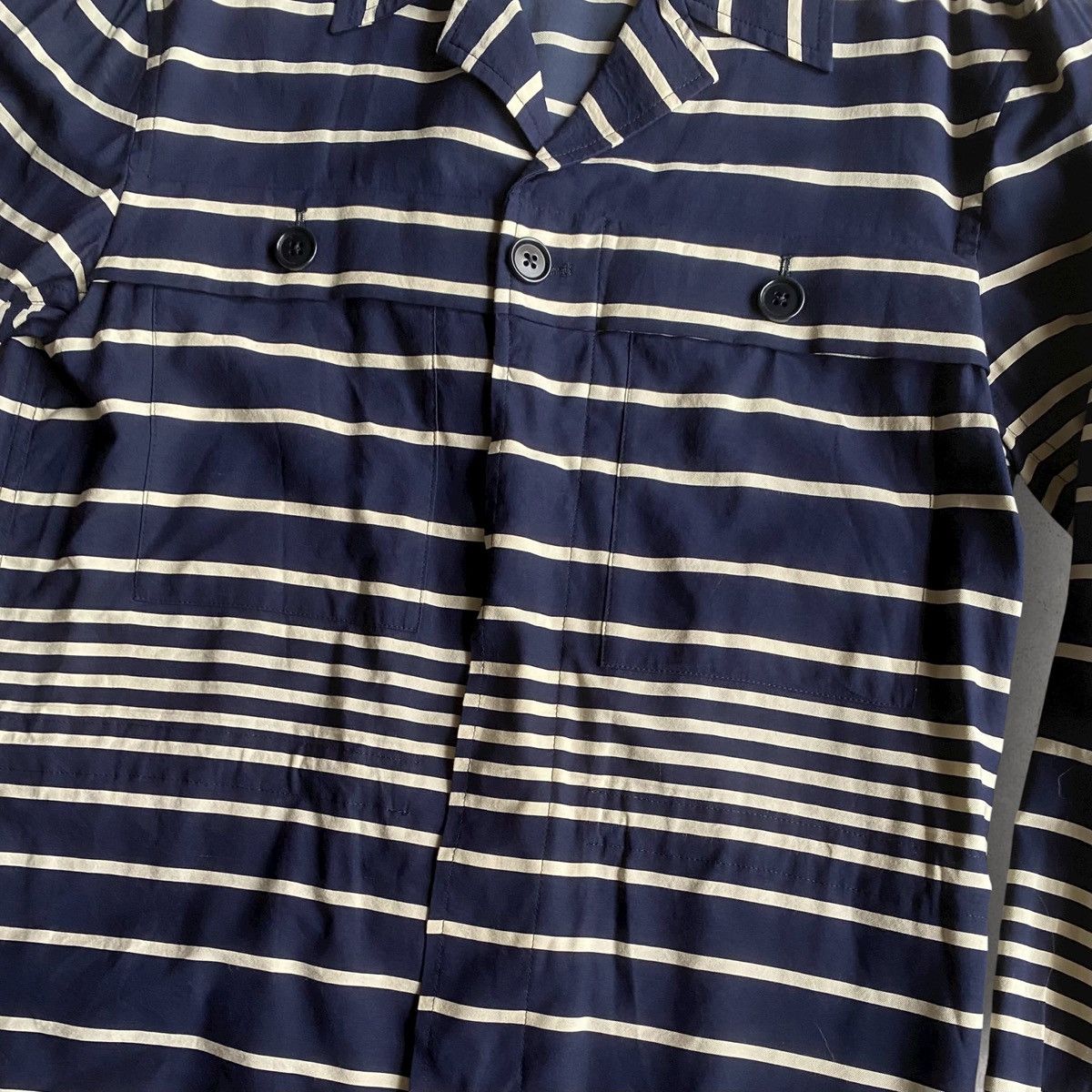 Dries Van Noten SS19 Rayon Blend Navy Stripe Crola Jacket Shirt Size US S / EU 44-46 / 1 - 3 Thumbnail