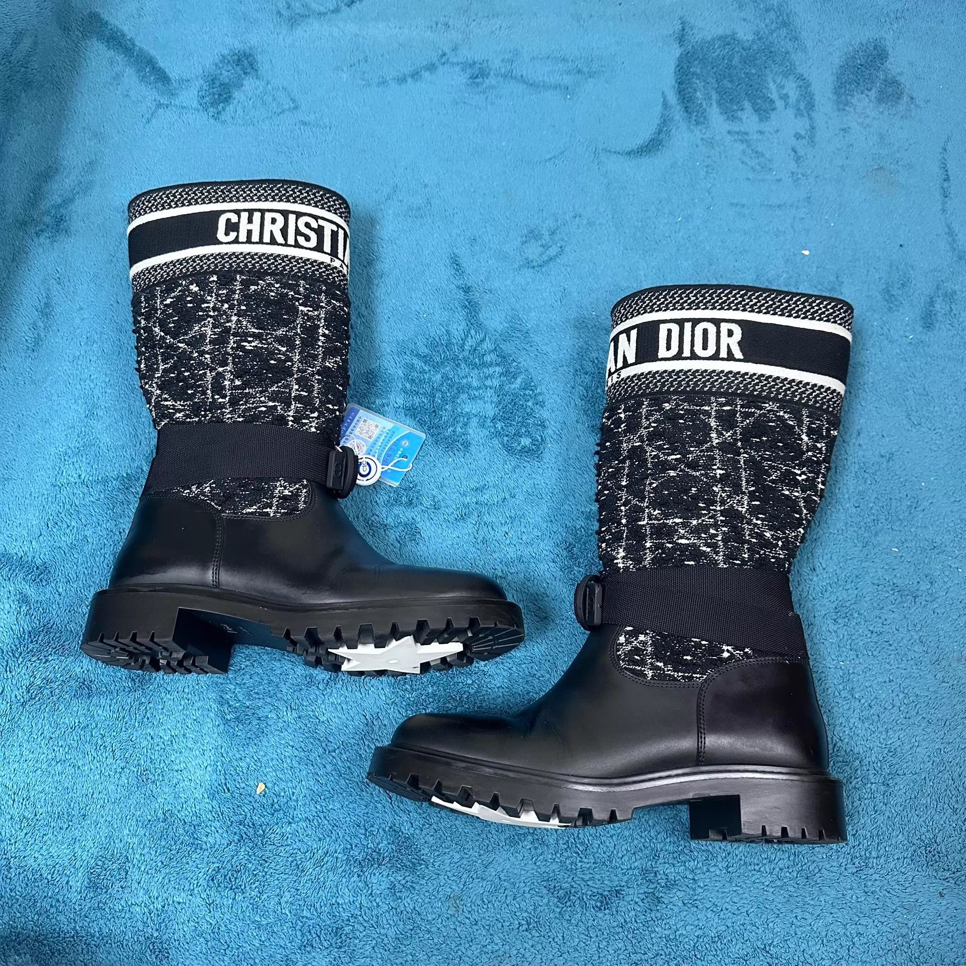 Dior Dior D-Major Tweed Mid-Calf Boots Black 37 Size US 6 / IT 36 - 2 Thumbnail