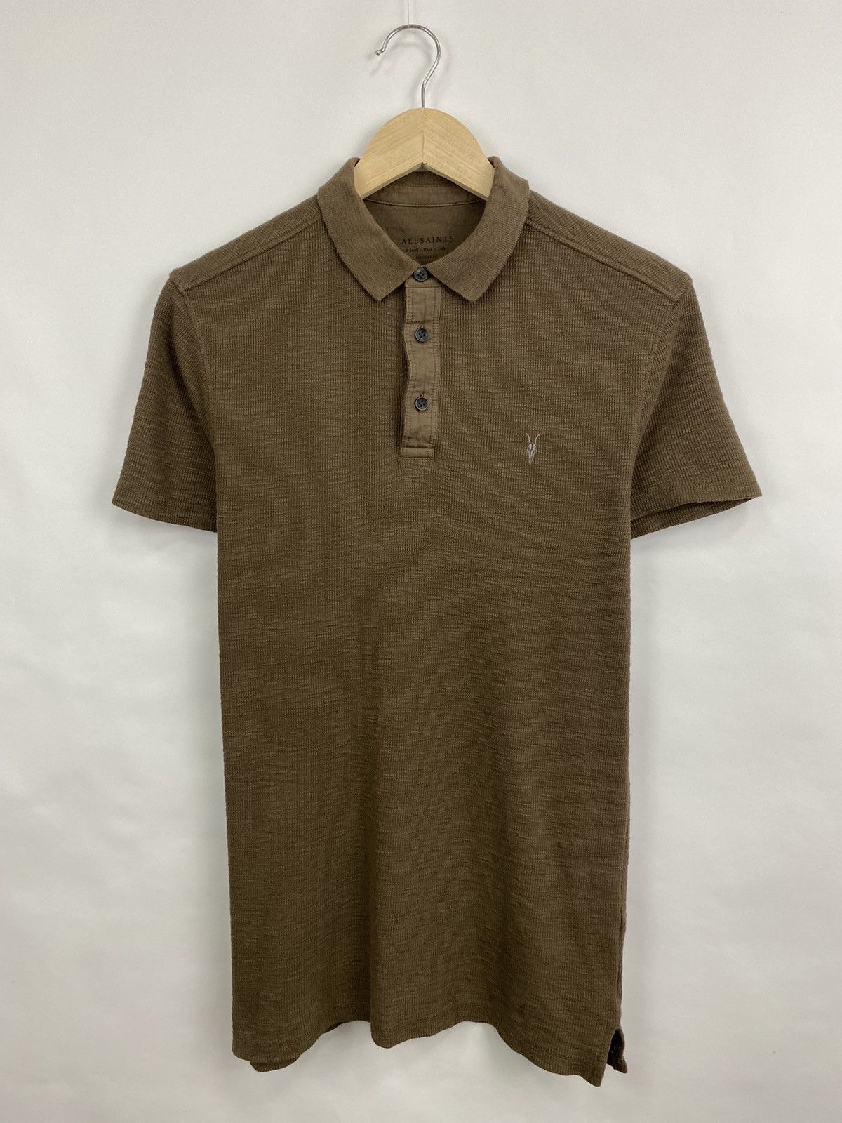 Allsaints 🇯🇵 Rare Allsaints Brown Japan Style Polo T-Shirt Retro Hype Size US S / EU 44-46 / 1 - 2 Thumbnail