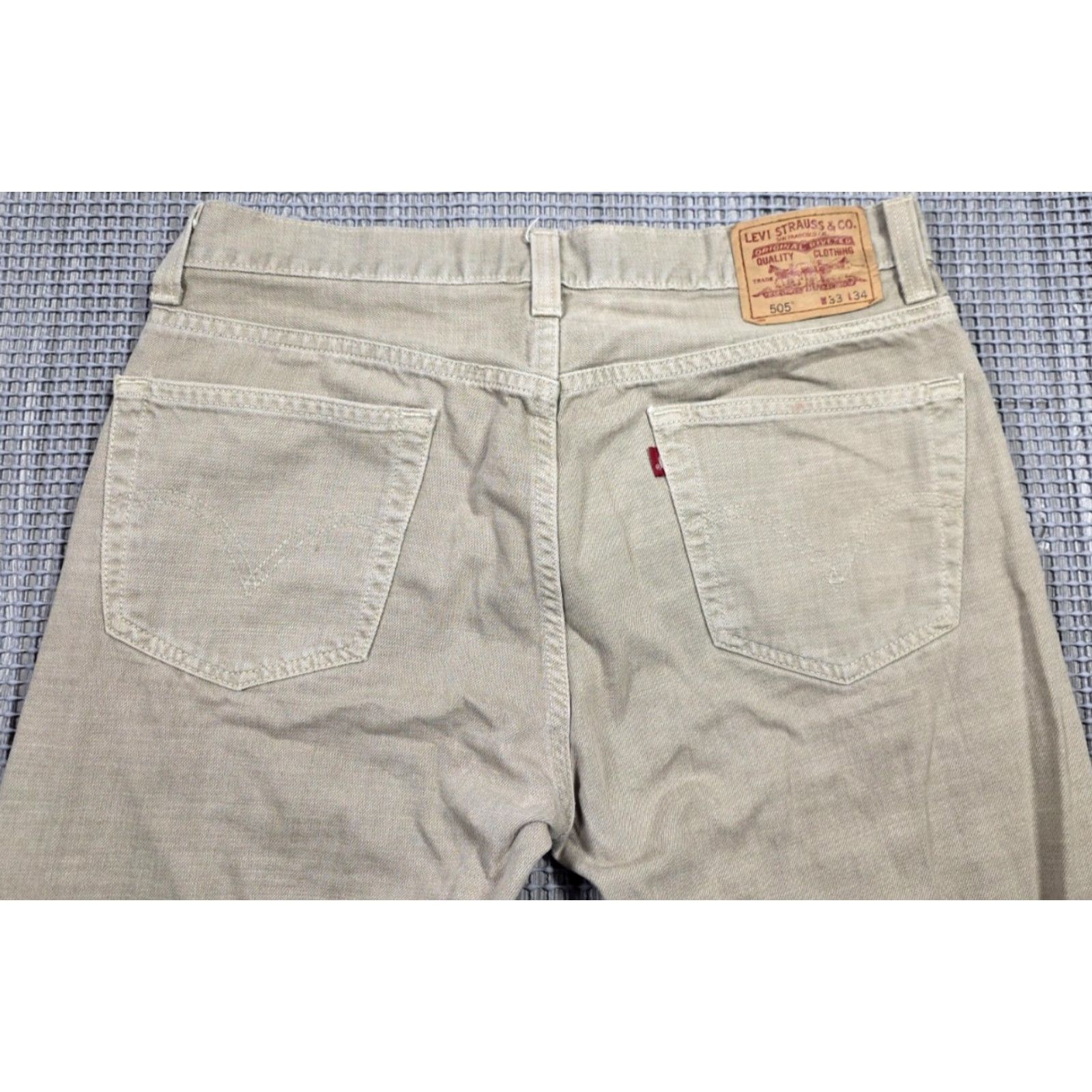 Levi's VINTAGE Levi's 505 Jeans Mens 33x34 Beige Regular Fit Distressed Skater 90s USA Classic Levi's 500 Series Jeans Mens Size US 33 - 5 Thumbnail